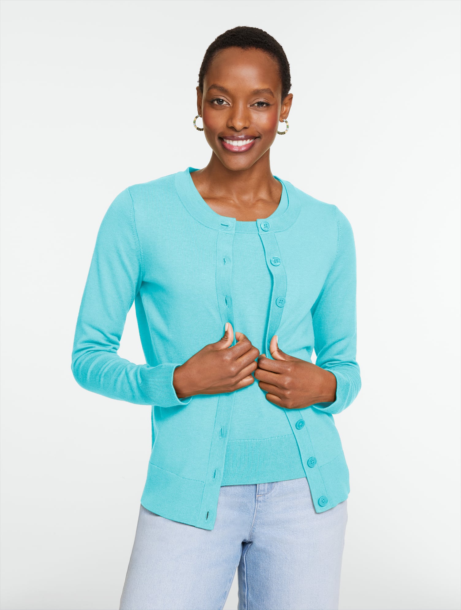 Bow Front Texture Stitch Cardigan - French Stripe | Talbots