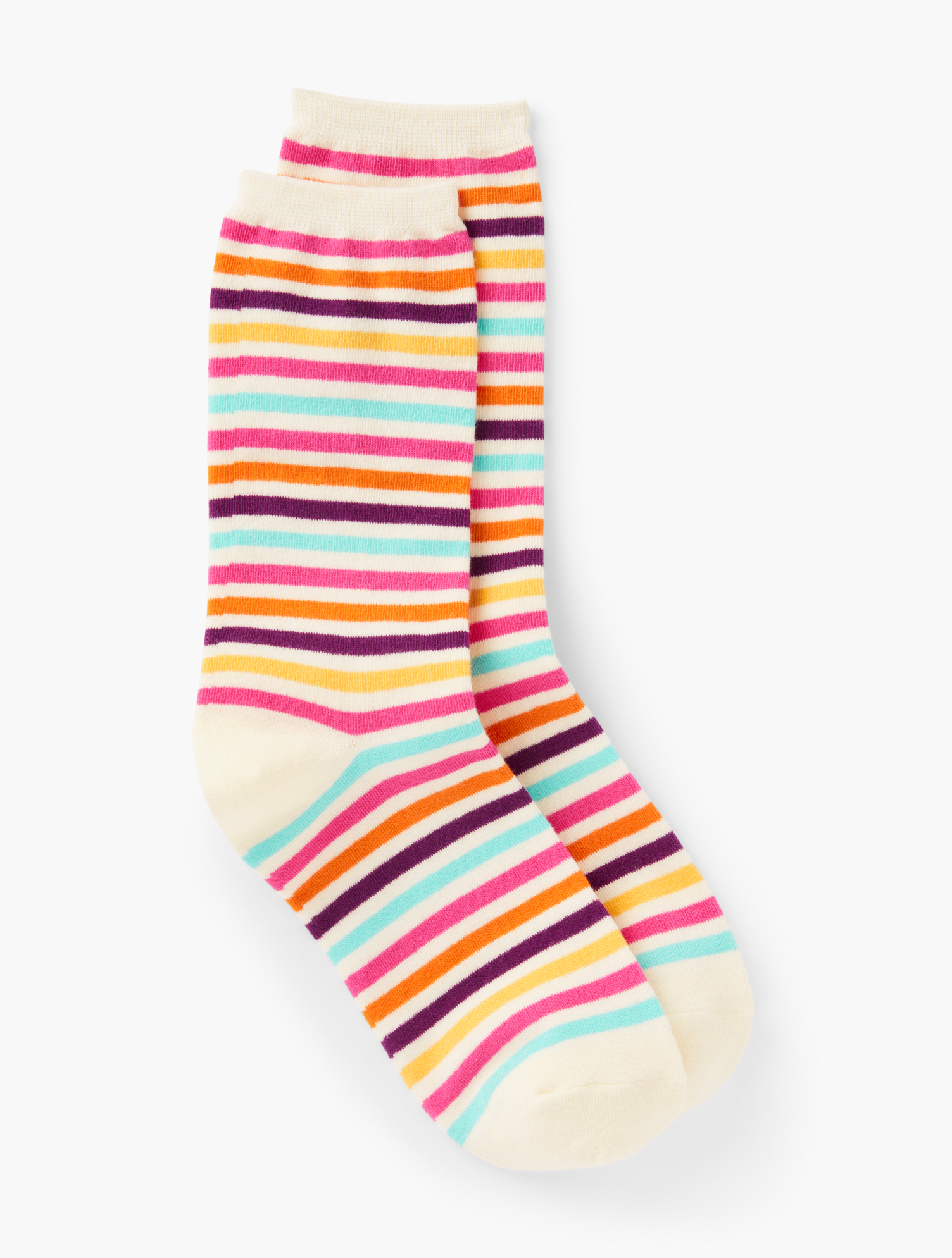 Talbots Colorful Stripe Trouser Socks - Ivory - 001