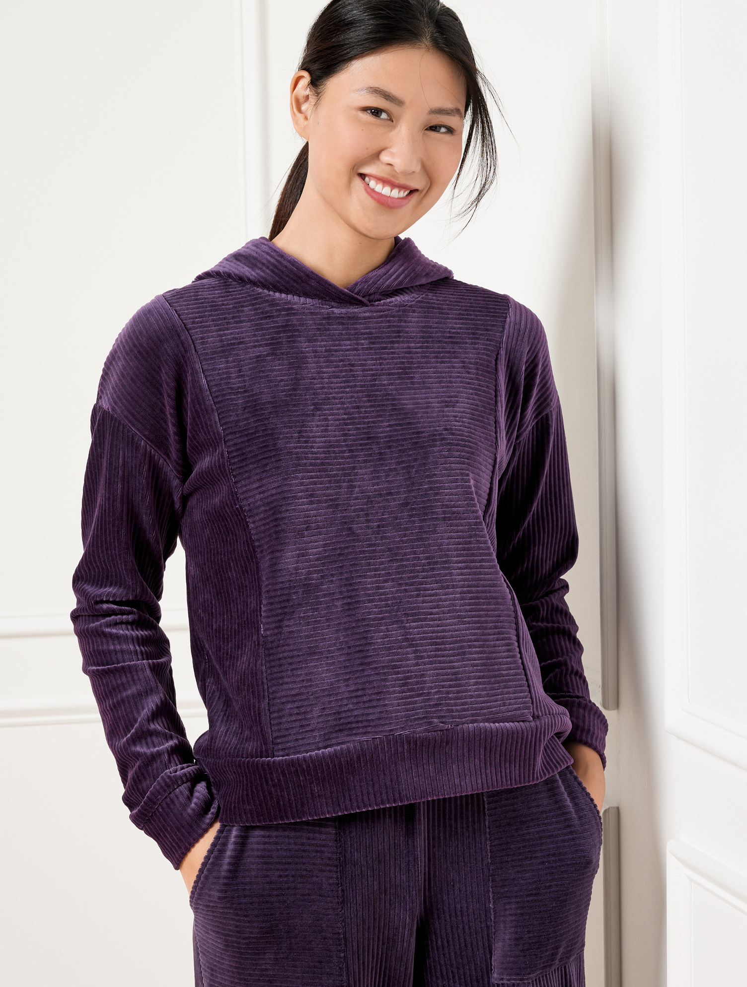 Sky Lounge Velour Hoodie | Talbots