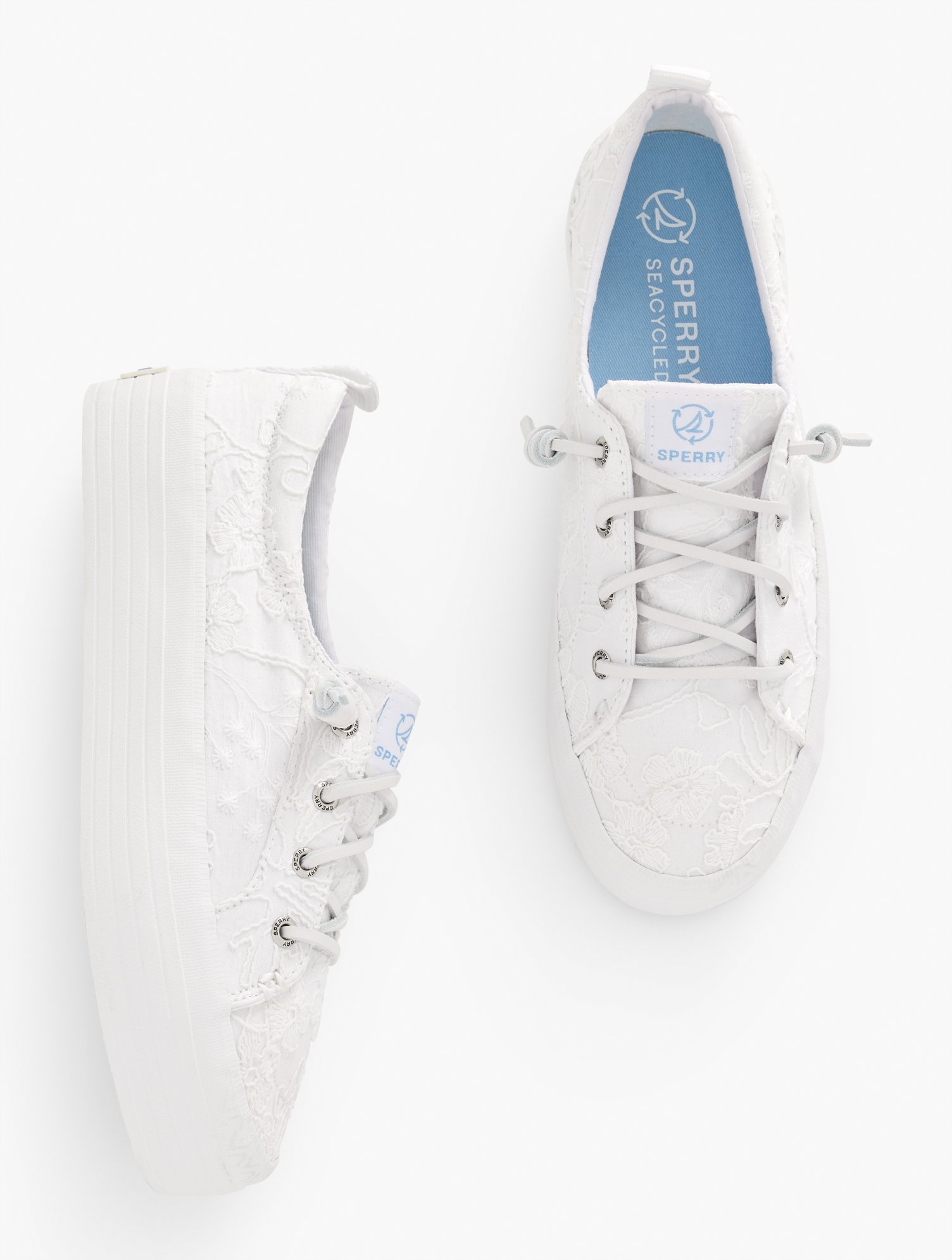 Sperryâ® Seacycled Crest Vibe Platform Sneakers - White - 7m - 100% Cotton Talbots