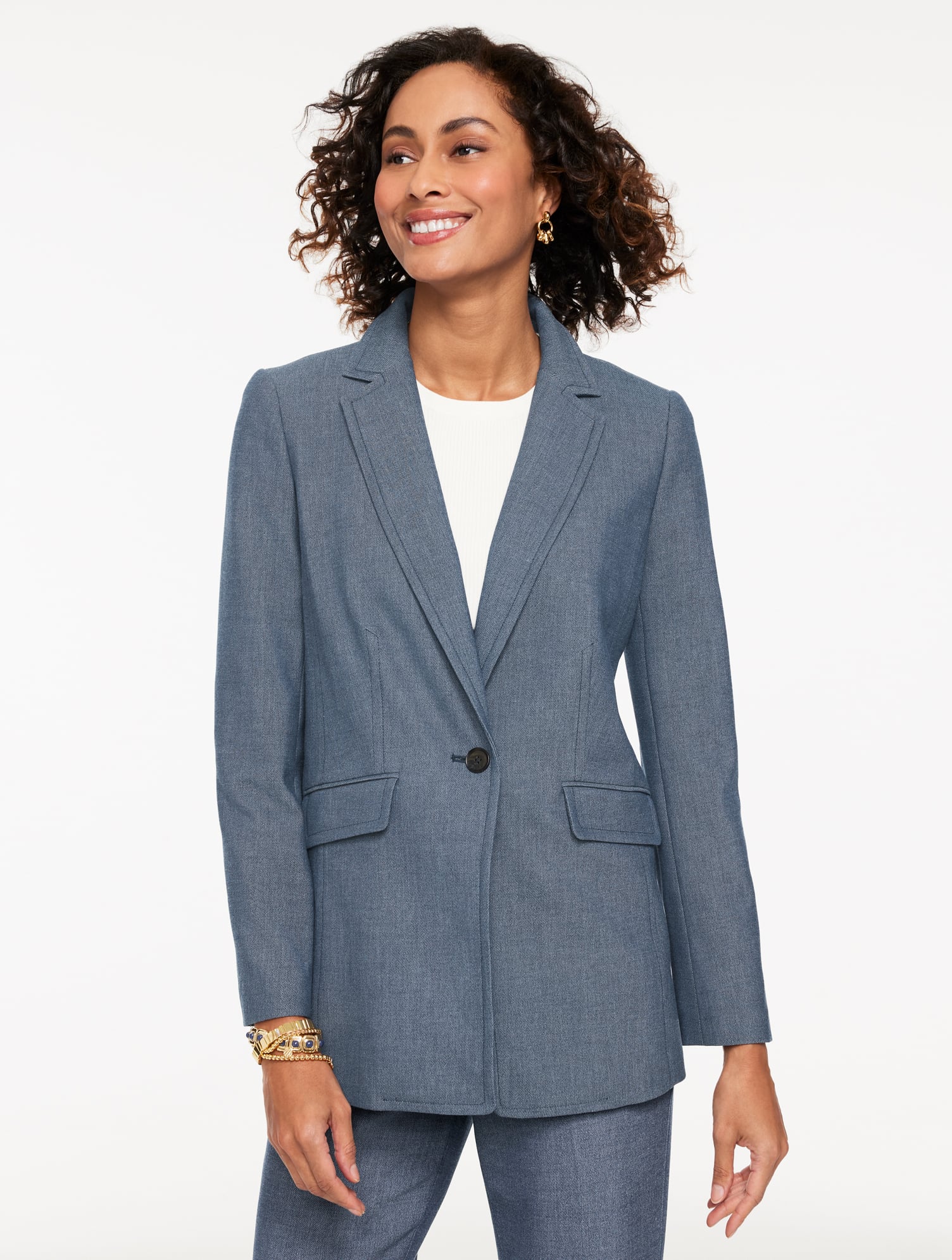 Petite - Refined Denim Blazer - Blue - 8 Talbots