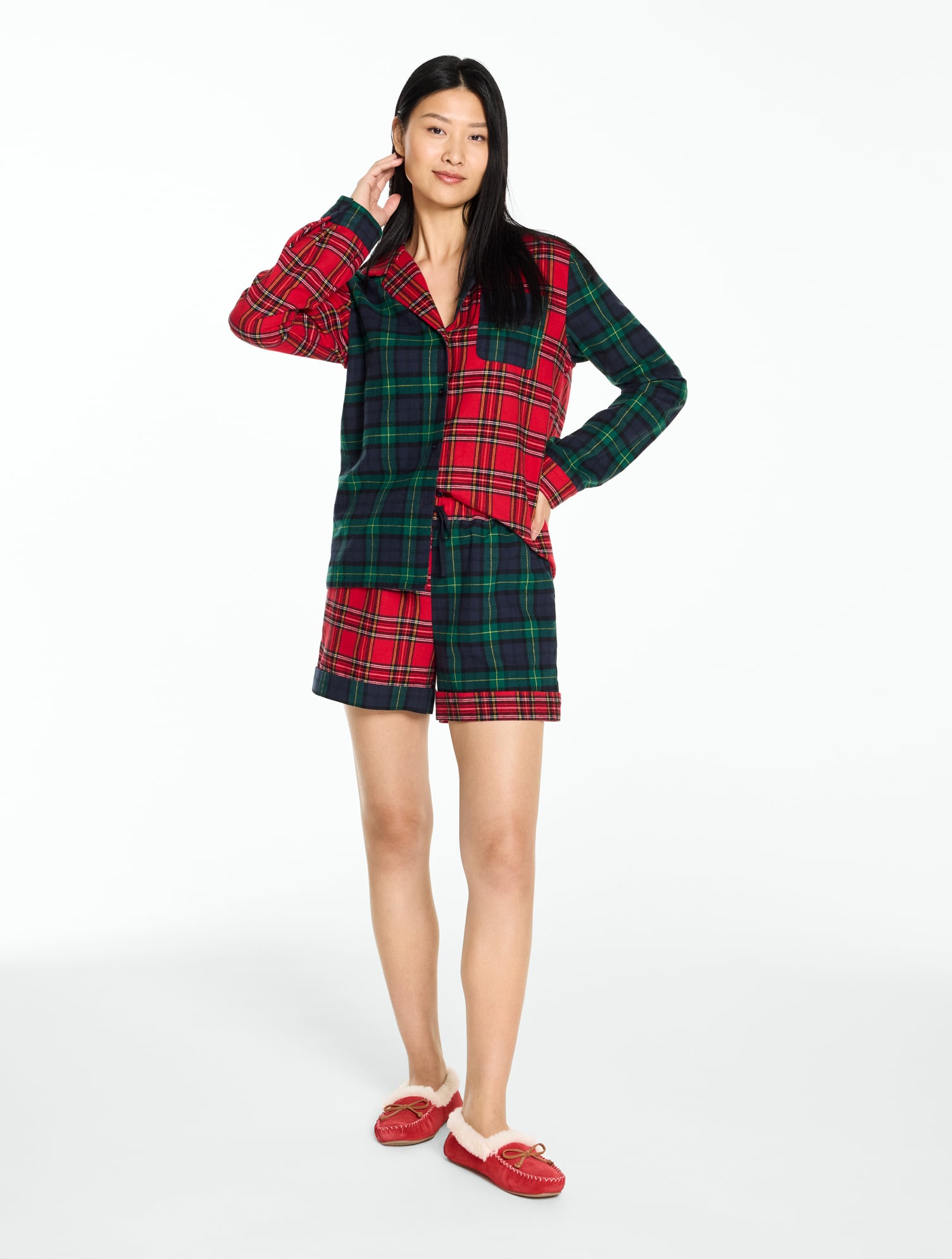 Short Pajama Set - Patchwork Plaid