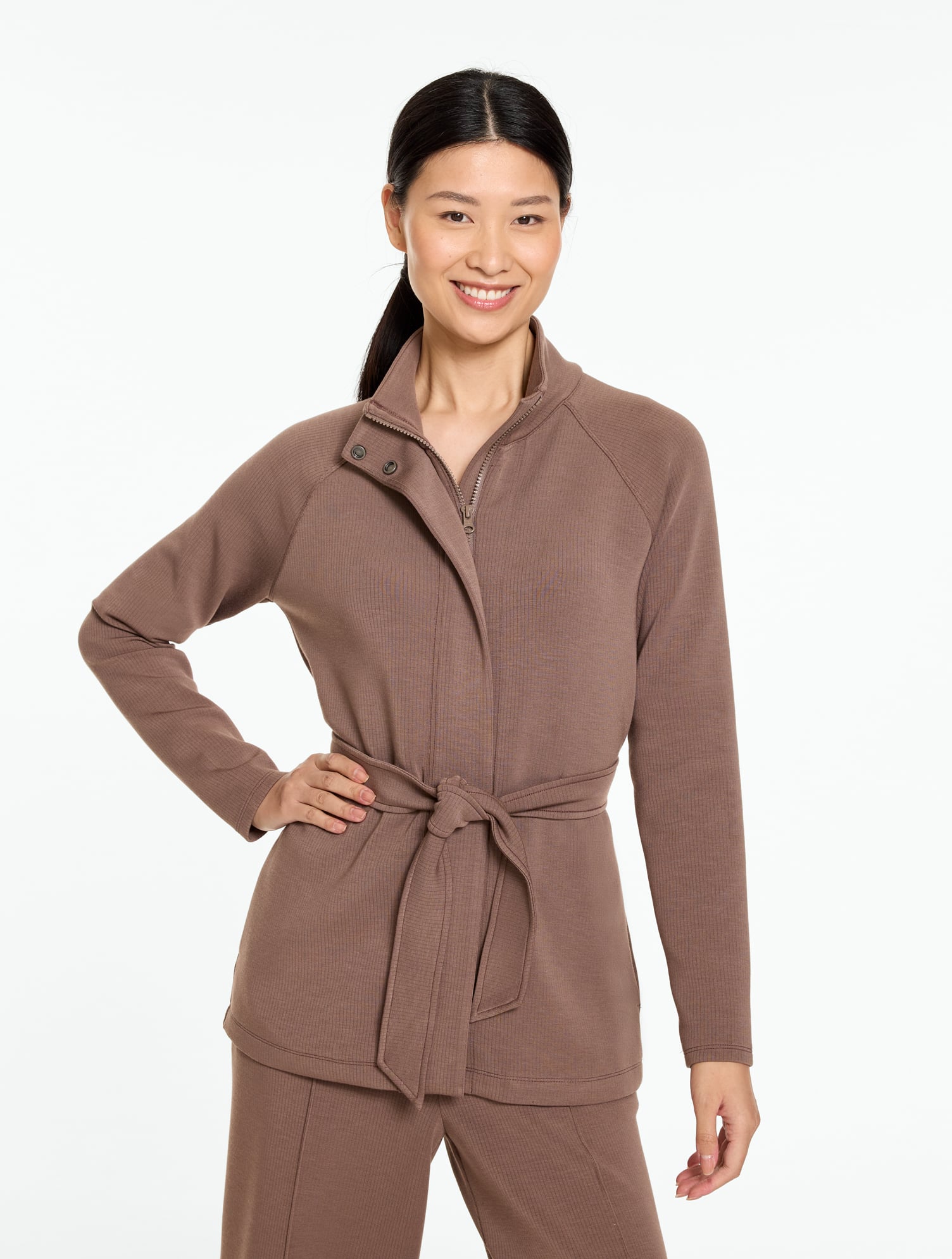 AirKnit Stretch Belted Mockneck Jacket