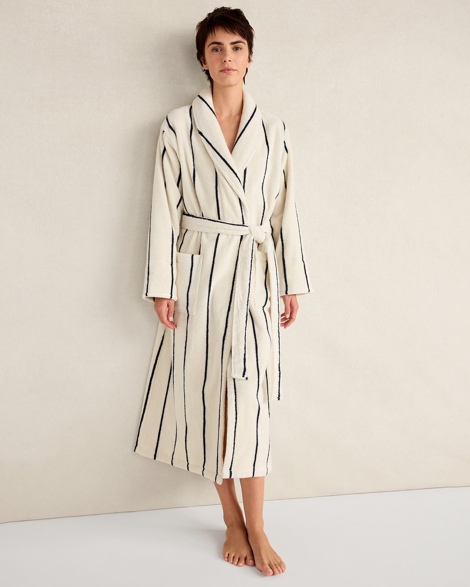 Plush Terry Striped Robe + Tote Set