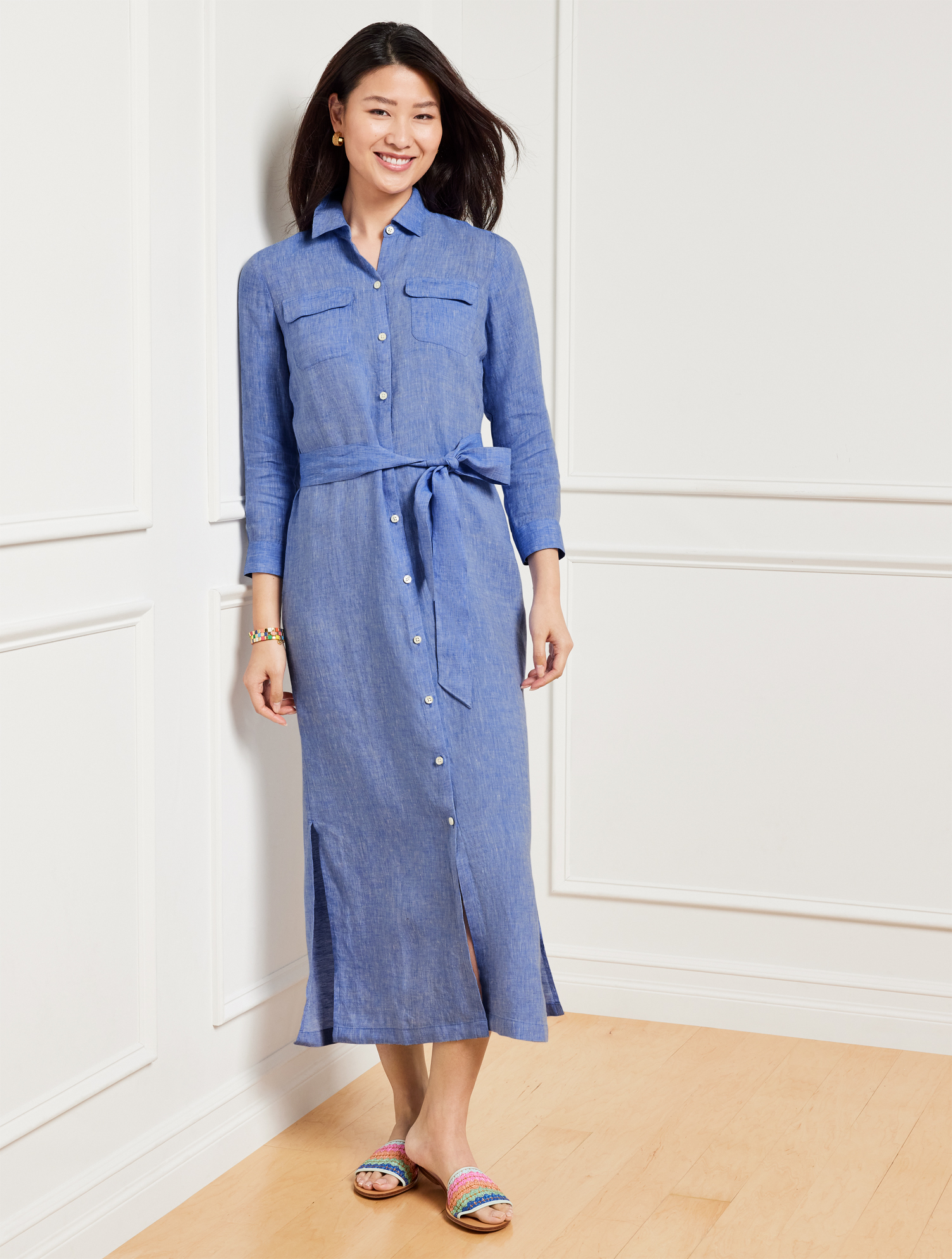 Linen Midi Shirtdress | Talbots Linen Midi Shirtdress | Talbots