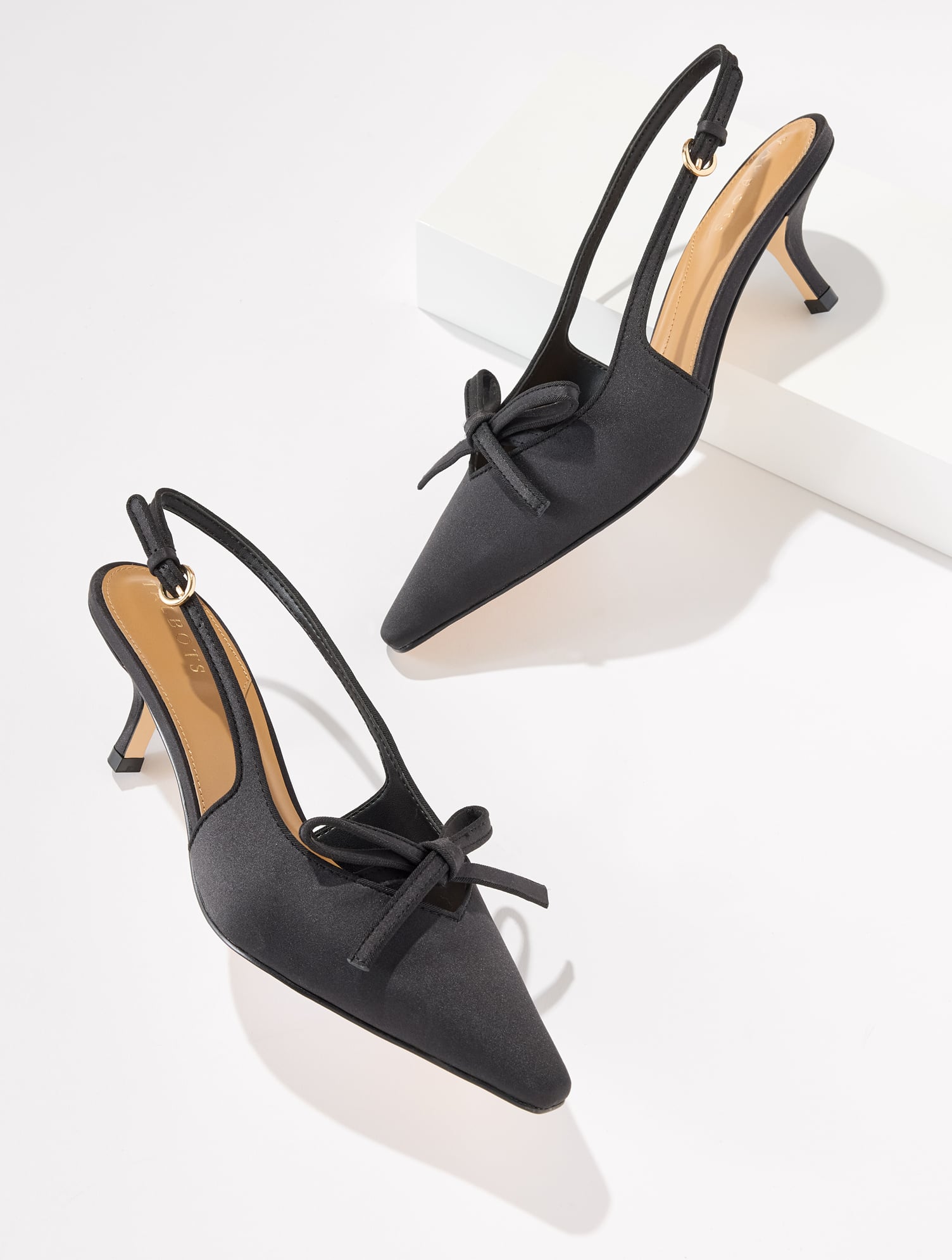 Maren Satin Slingback Kitten Heel Pumps