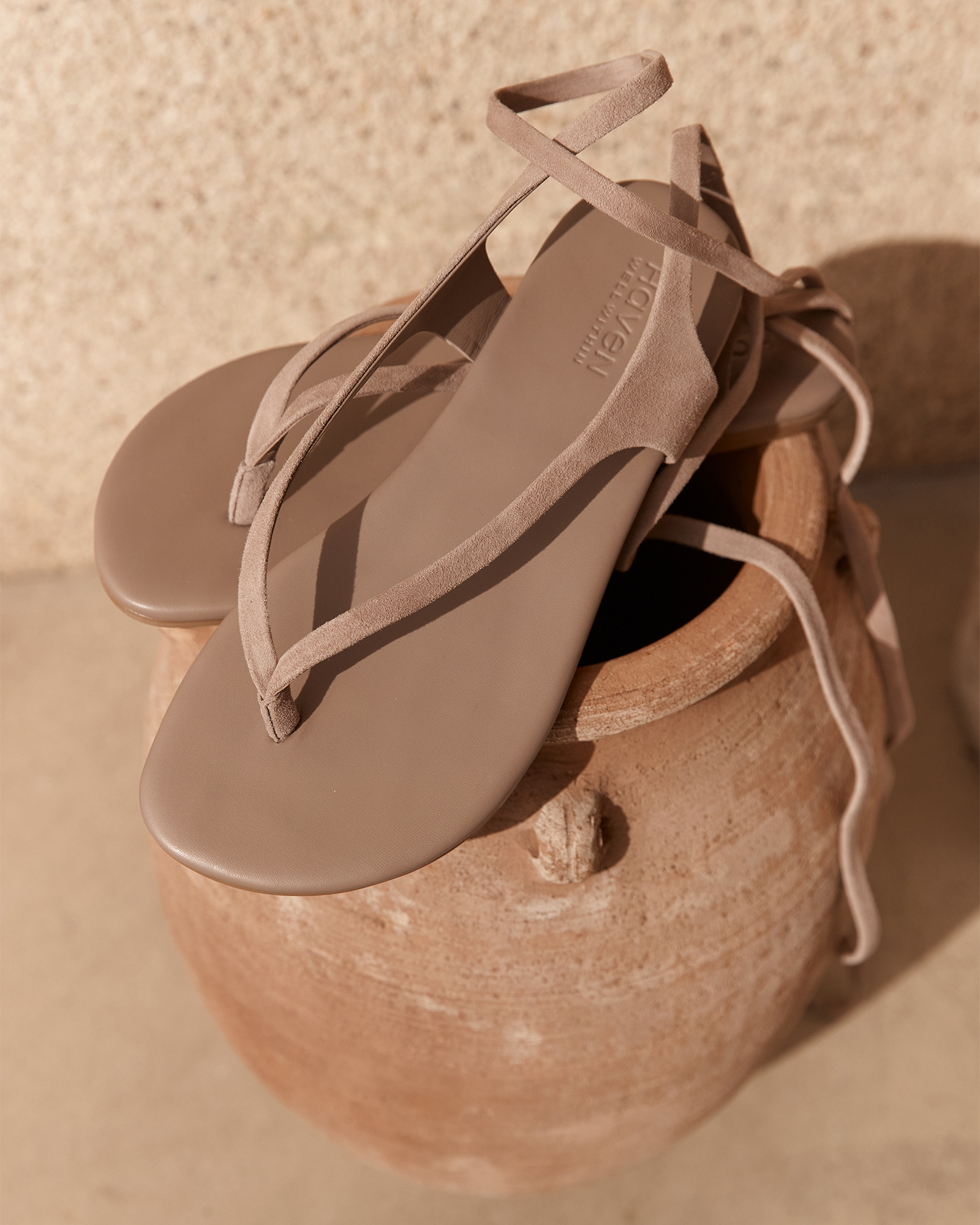 Suede Wrap-Up Thong Sandals