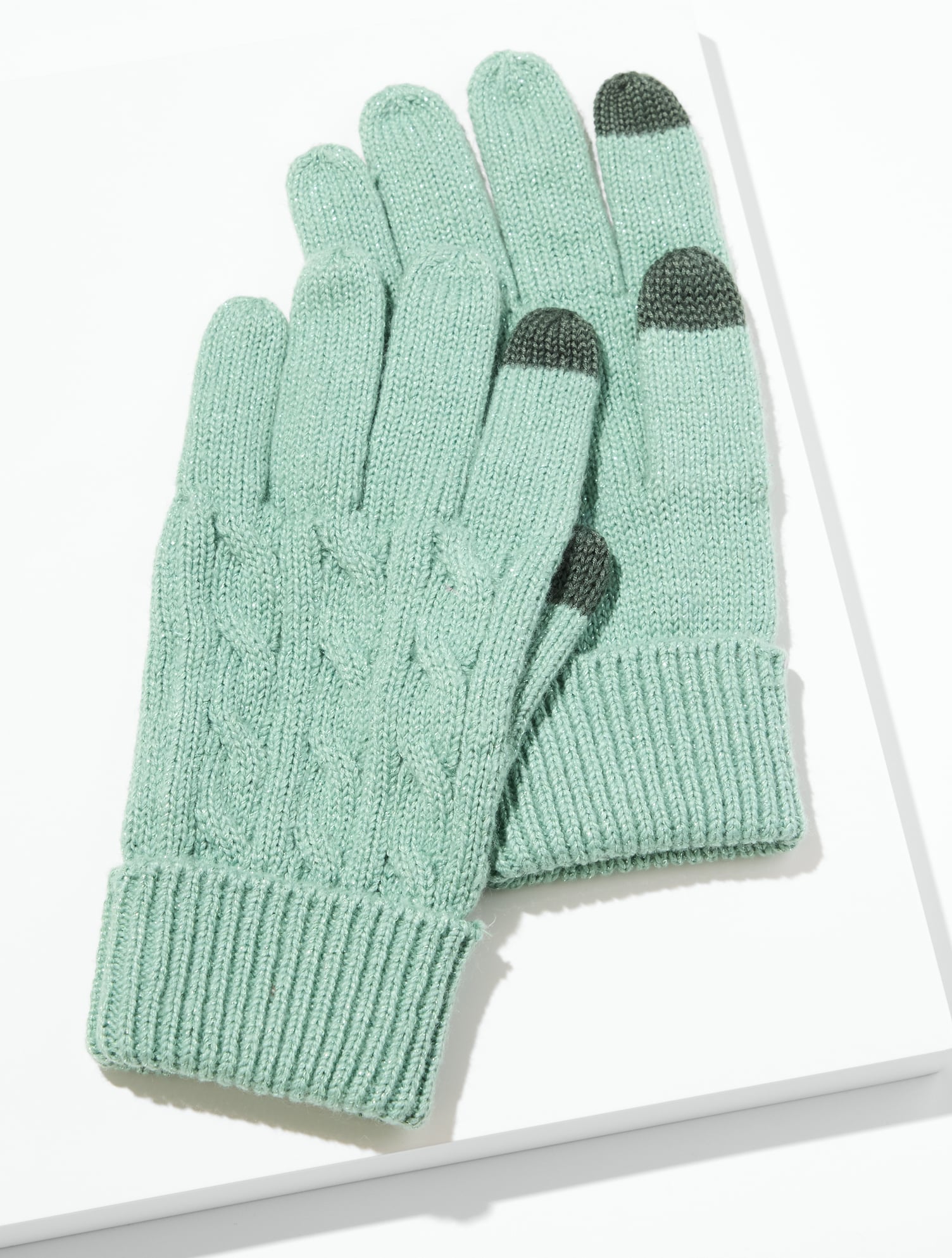 Metallic Soft Cable Knit Gloves
