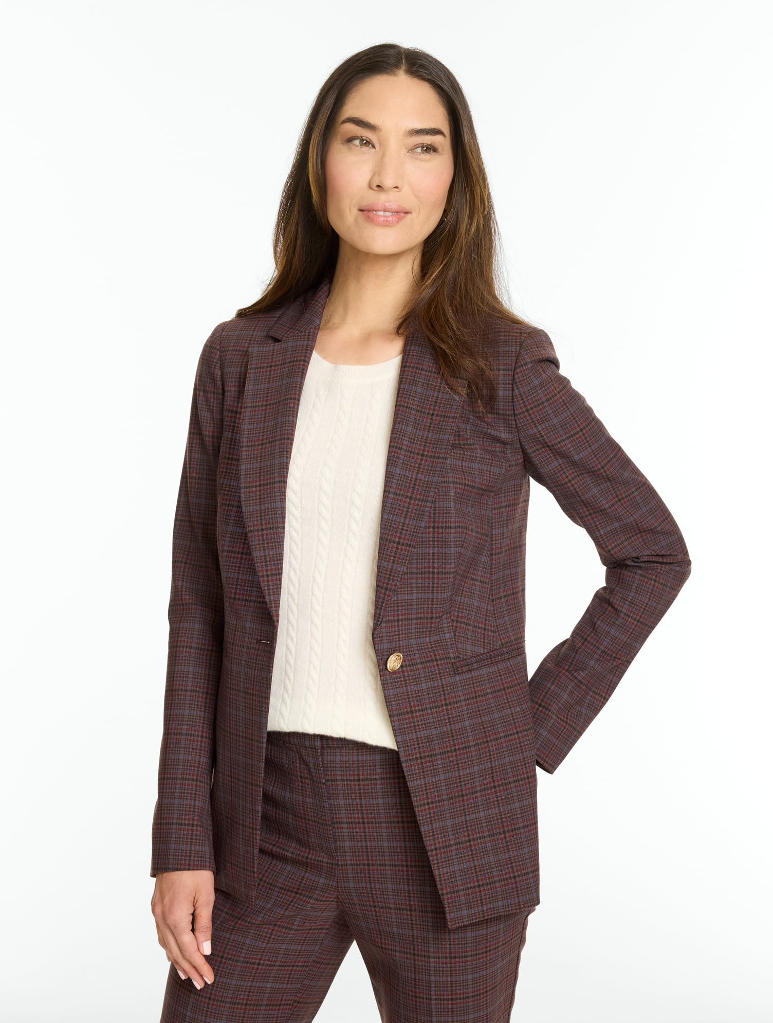 Talbots Celeste Plaid Blazer - Rust - 2
