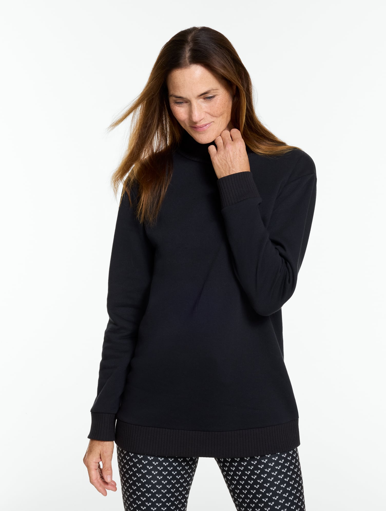 Cozy Fleece Ribbed Mockneck Pullover