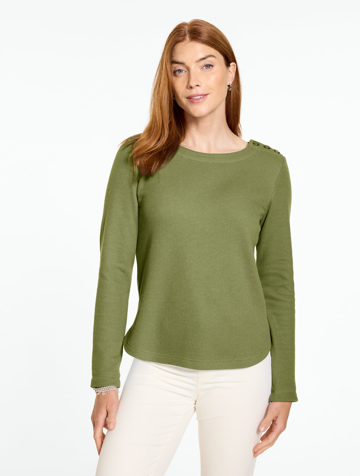 Button Shoulder Crewneck Pullover - thumbnail 5