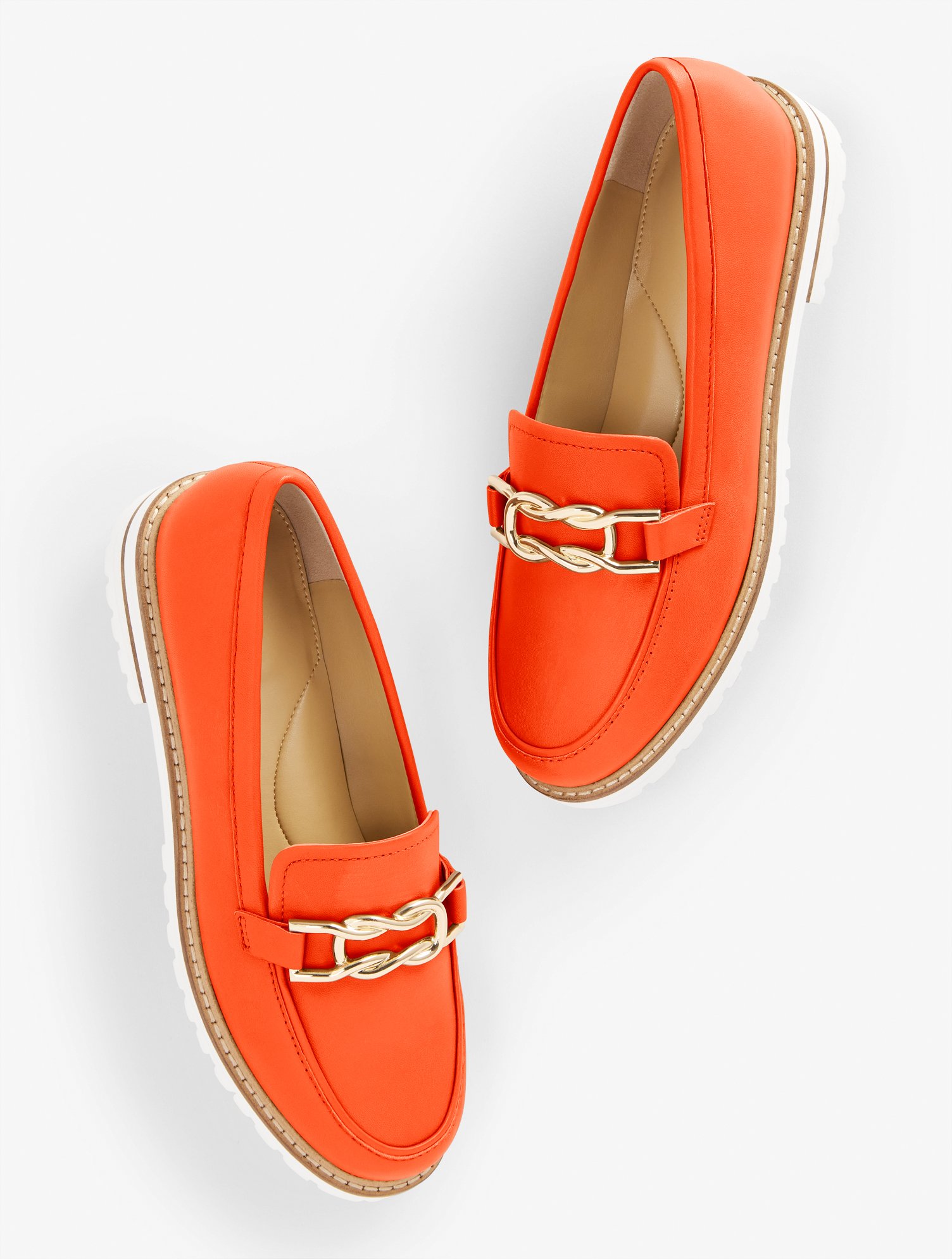Talbots Laura Link Nappa Loafers - Bright Tangerine - 11m
