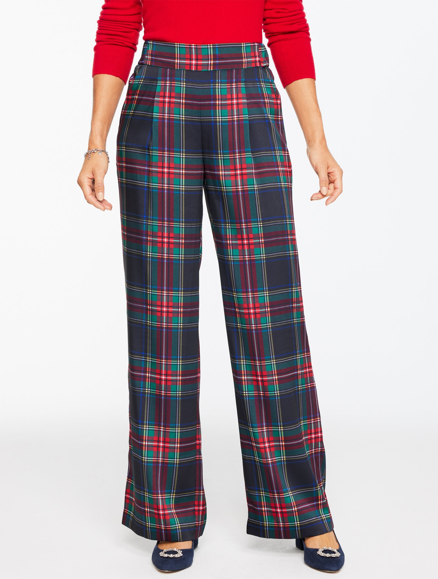 Wide Leg Pull-On Pants - Jolly Tartan