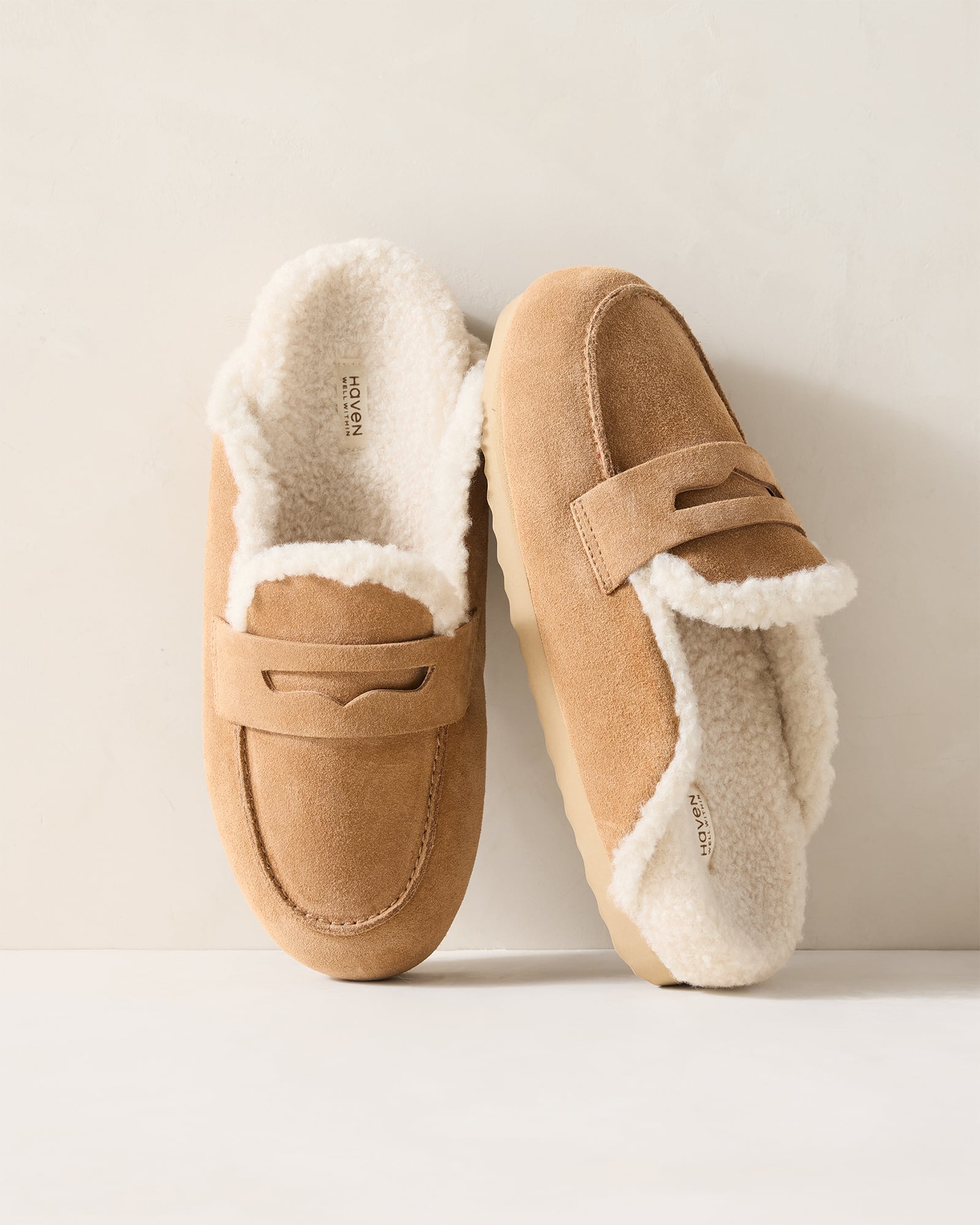 Suede and Sherpa Moccasin Clogs