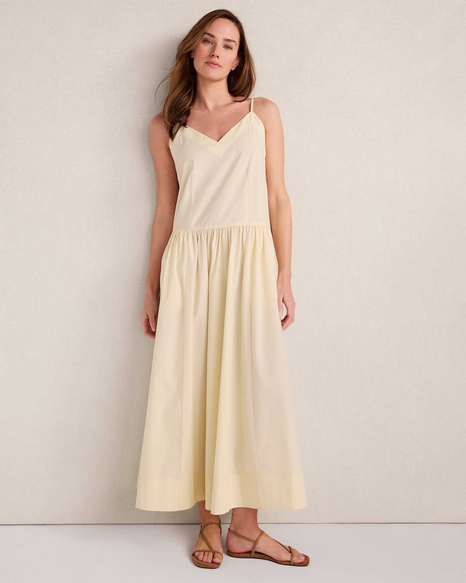 Organic Cotton Poplin Strappy Maxi Dress