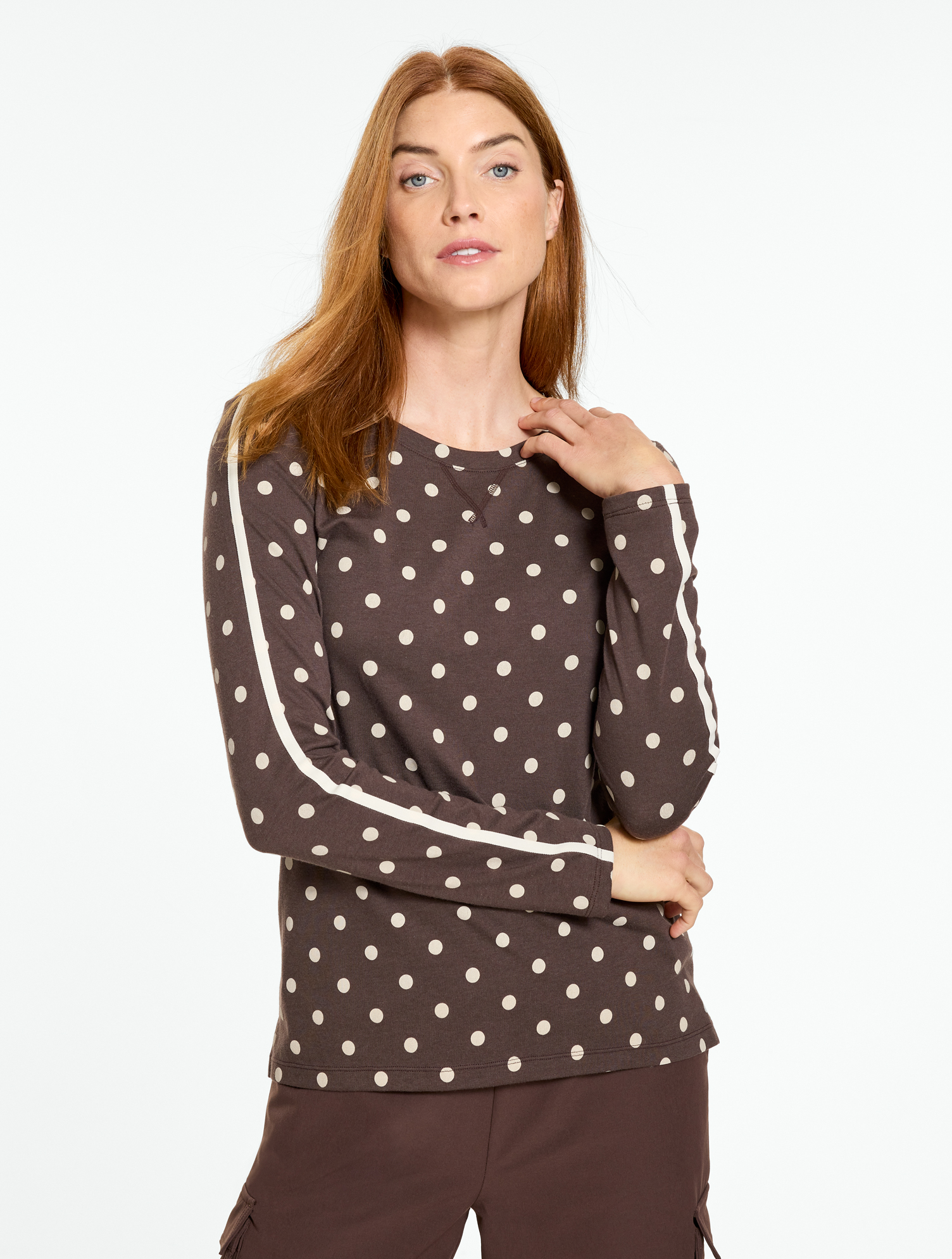 Supersoft Jersey Long Sleeve Crewneck Tee - Polka Dot - thumbnail 4
