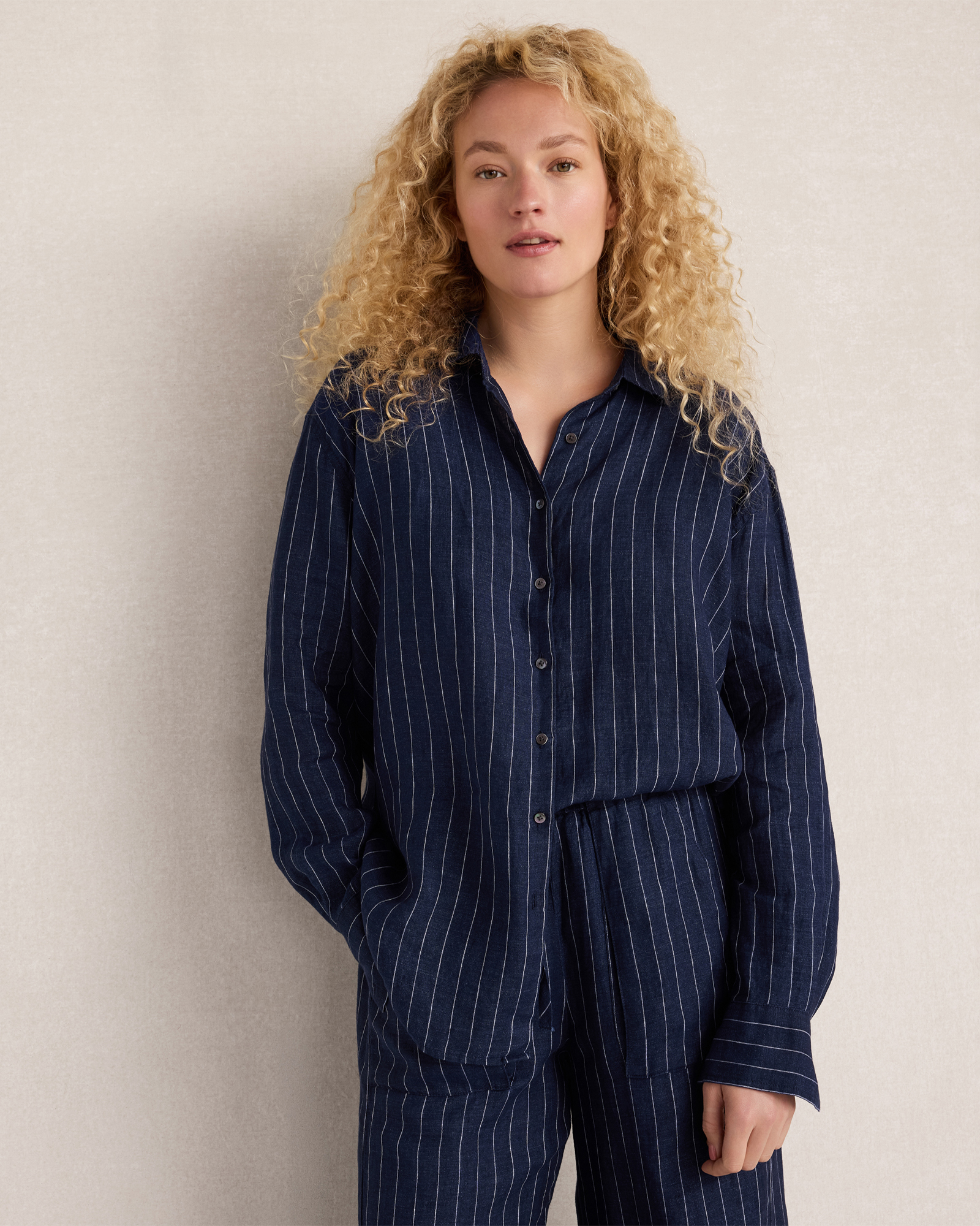 The Daily Shirt Délavé Linen Pinstripe