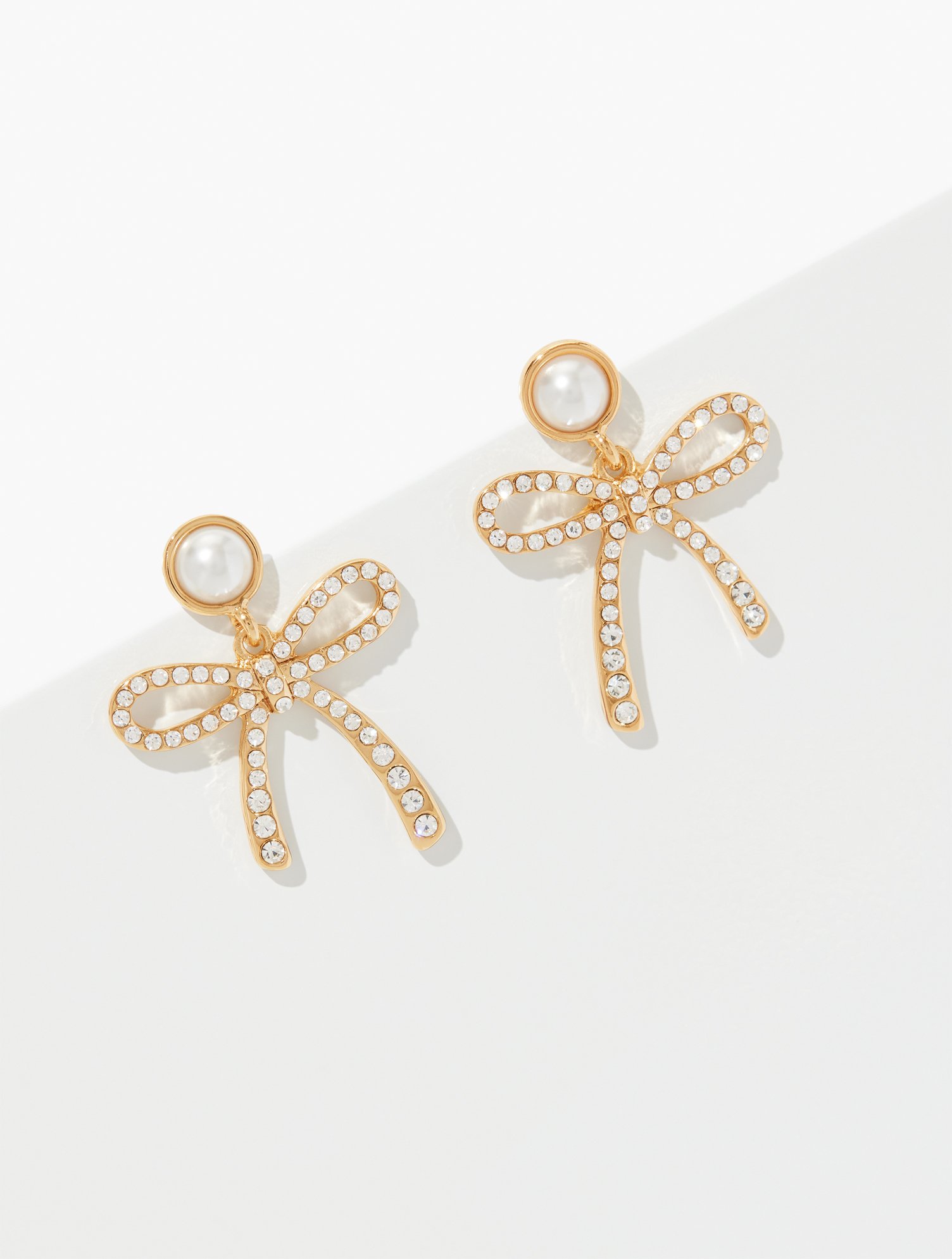 Ribbon Pearl Drop Earrings