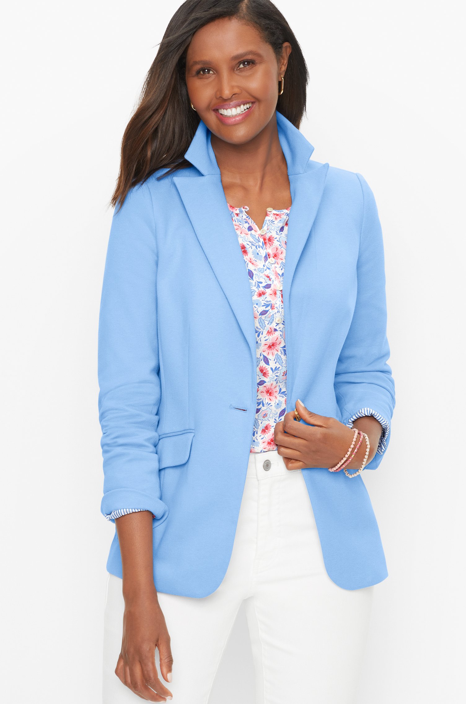 ~40's cotton piqué jacket Double-Knit Cotton-Blend Piqué Shirt Jacket in Shirt Jackets