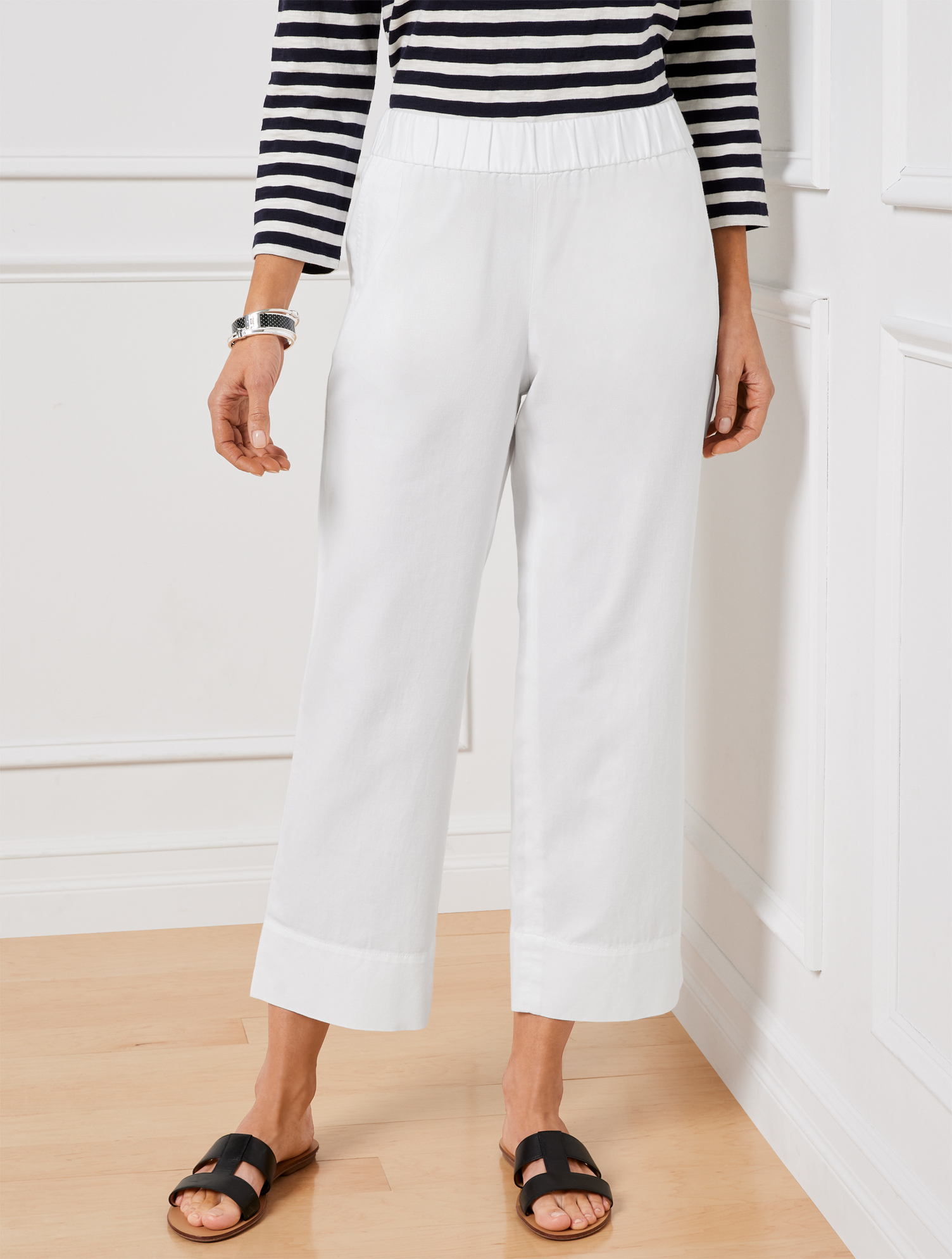 Talbots Pull-on Wide Crops Pants - Solids - White - X