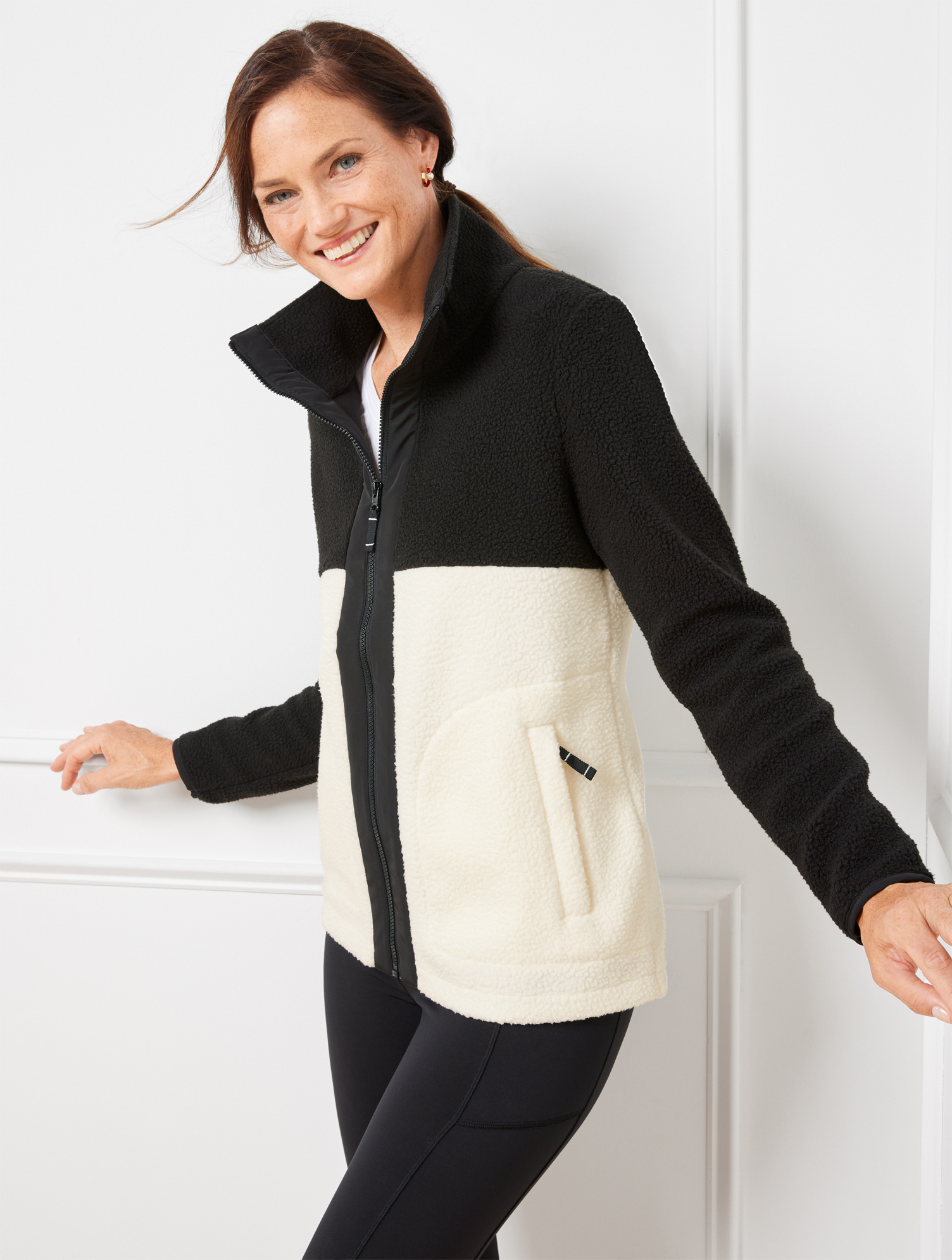 Dames colorblock lange mouw trekkoord capuchon jas casual losse corduroy windjack jas, Blauw & wit, 44
