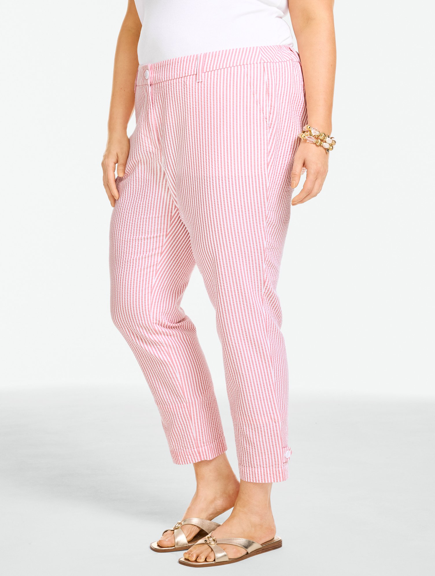 Seersucker Perfect Crop - Ocean Stripe