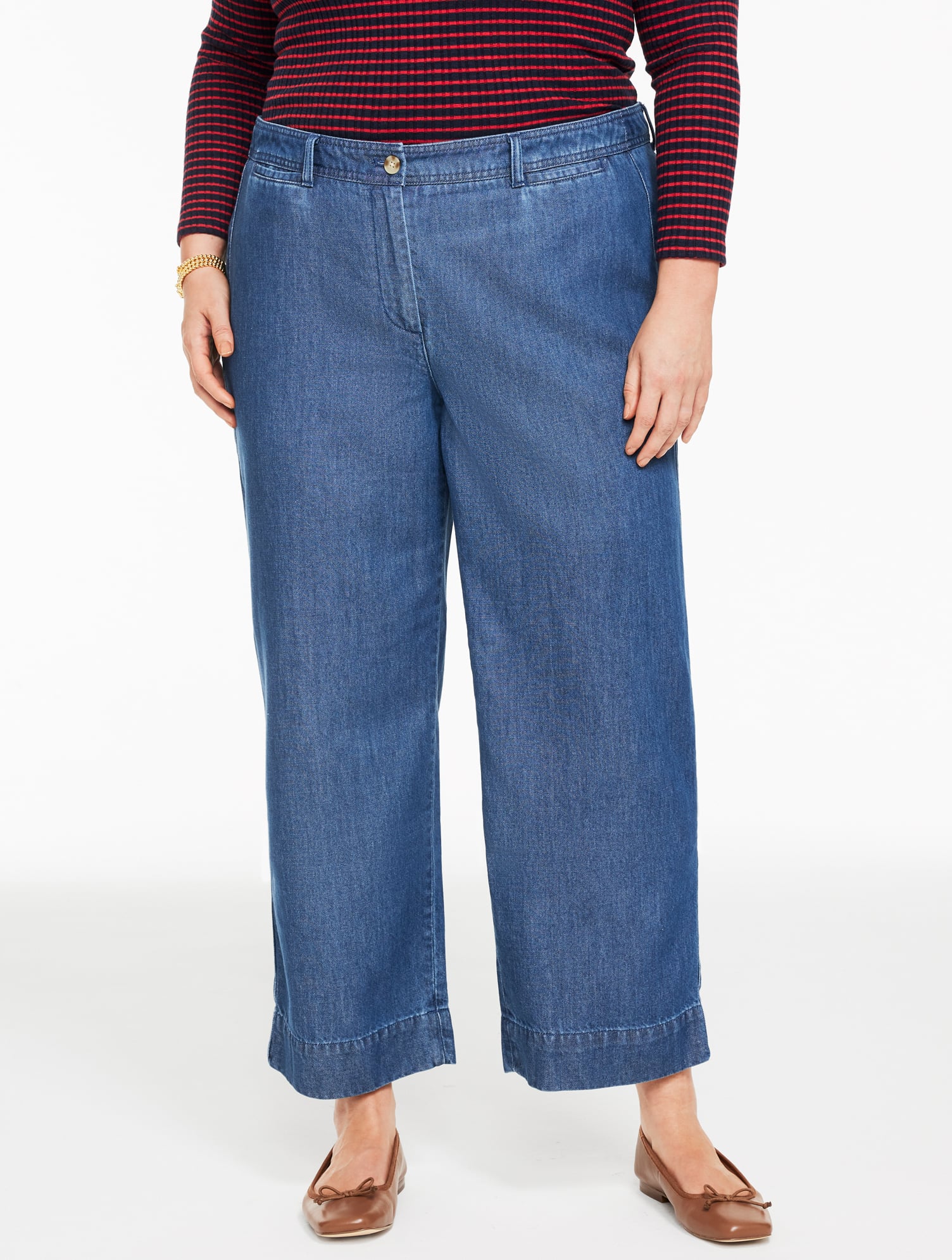 Plus Petite - Wide Ankle Pants - Refined Denim - Dark Wash - 22 Talbots