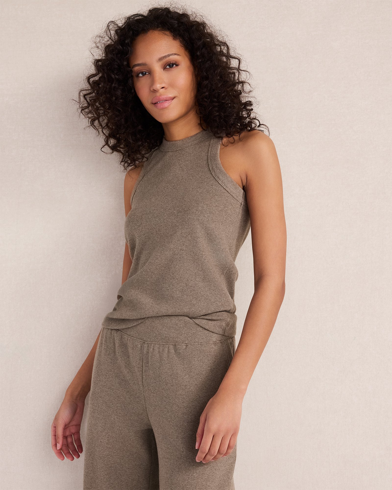 Organic Cotton Rib Knit High Neck Tank