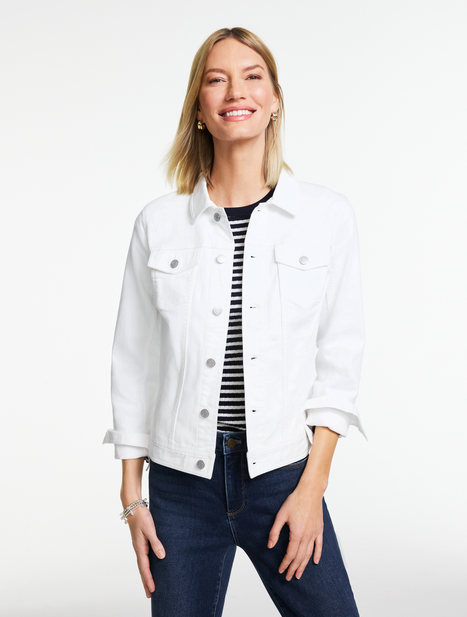 Classic Jean Jacket - Solids - White - Large Talbots