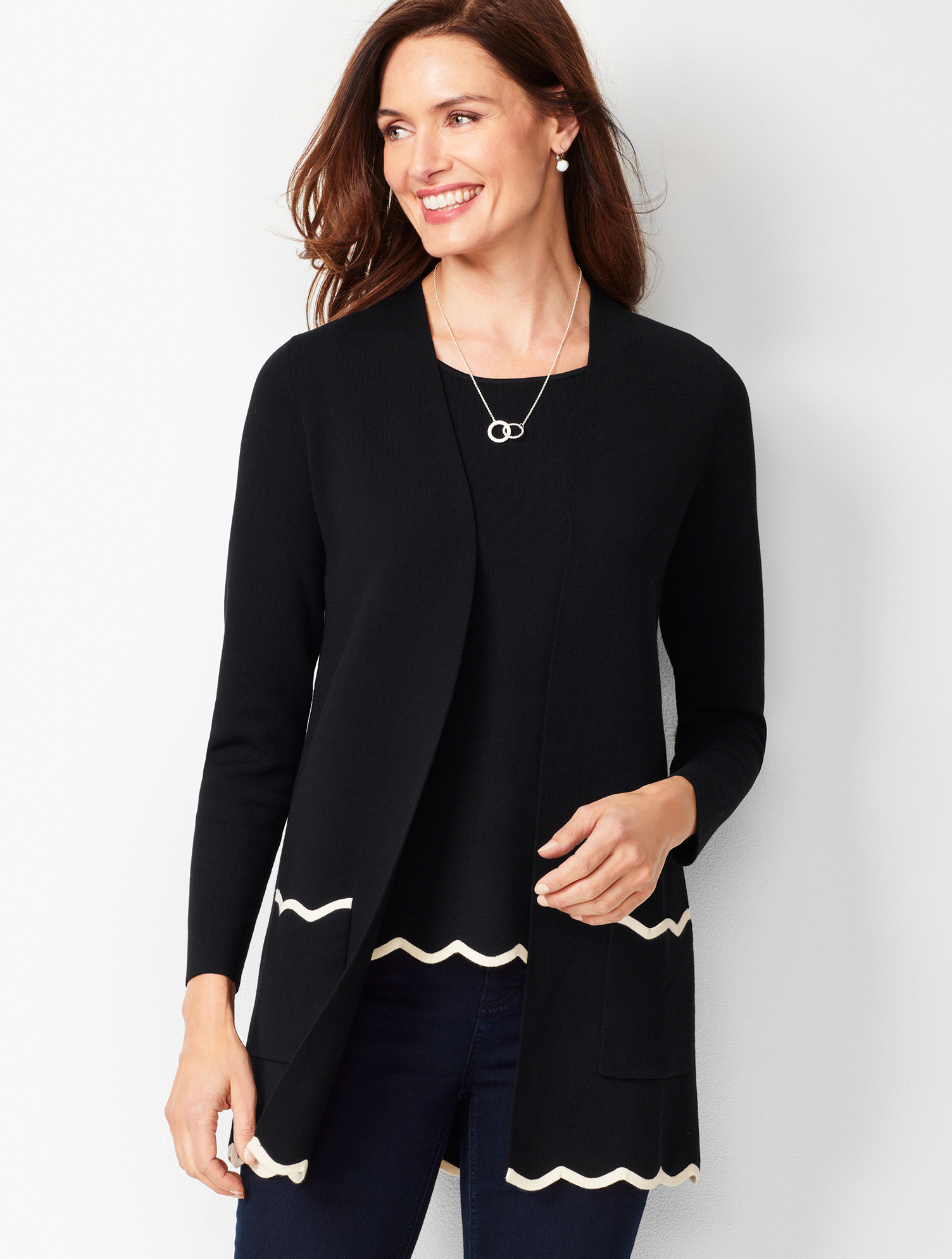 Open-Front Scalloped Cardigan | Talbots