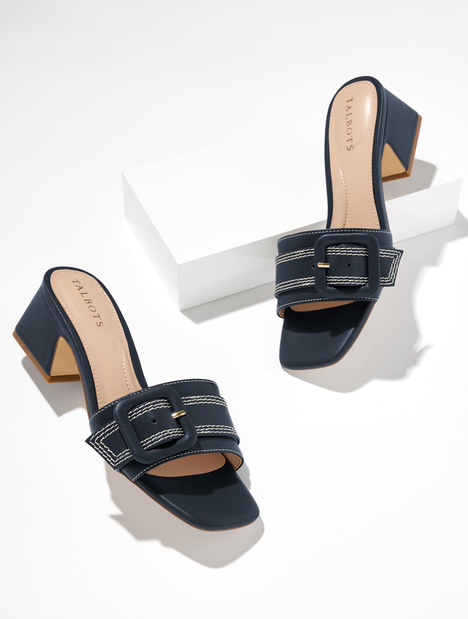 Kathryn Buckle Vachetta Block Heel Sandals | Talbots