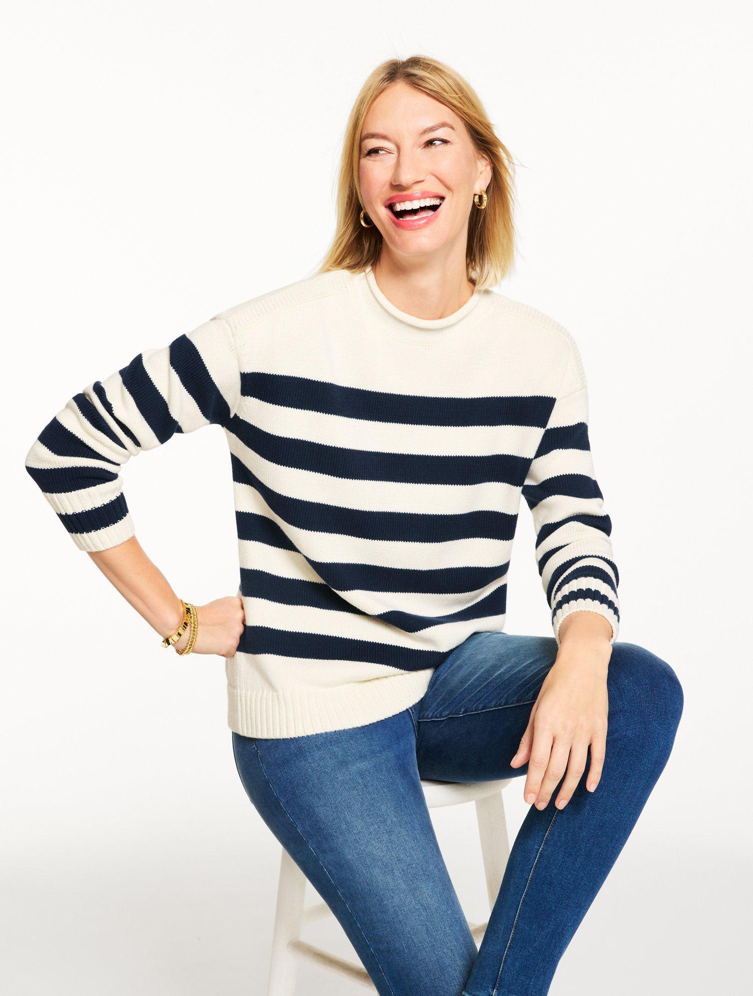 The Classic Roll Neck Sweater - Striped