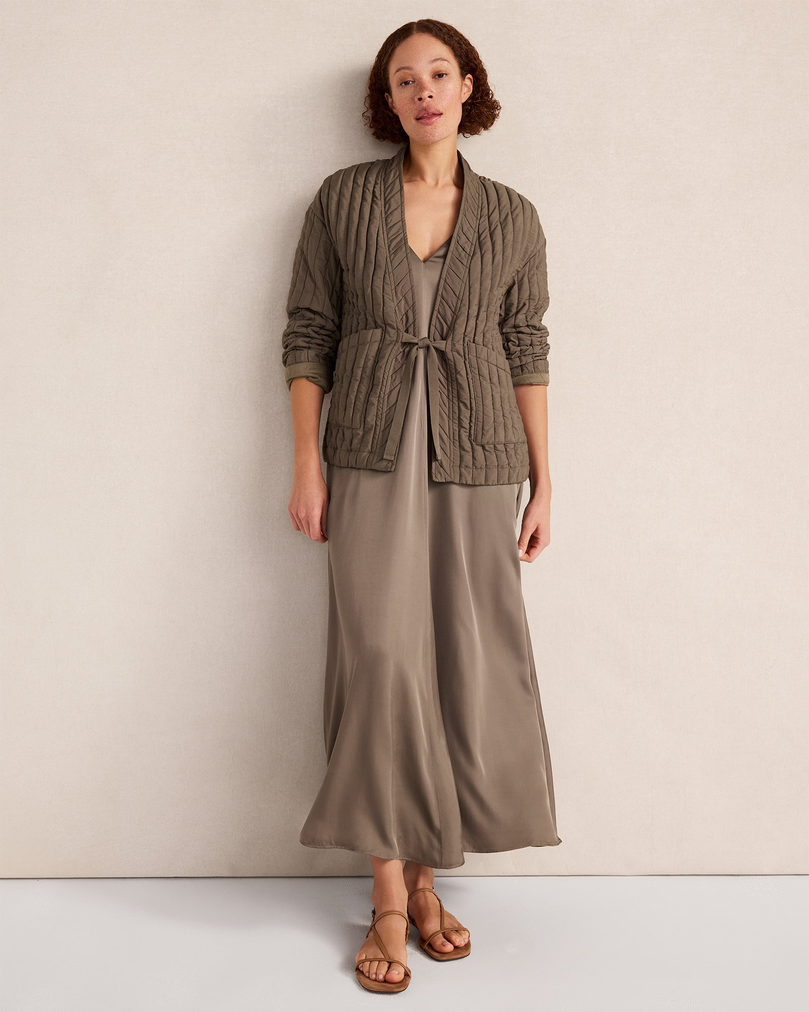 Quilted Tie-Front Jacket