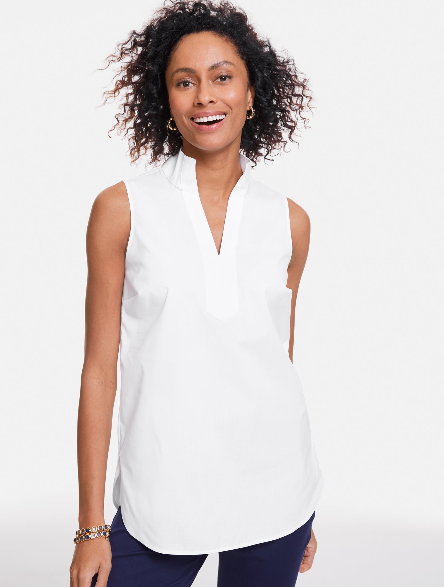 Sleeveless Non-Iron Tunic Popover