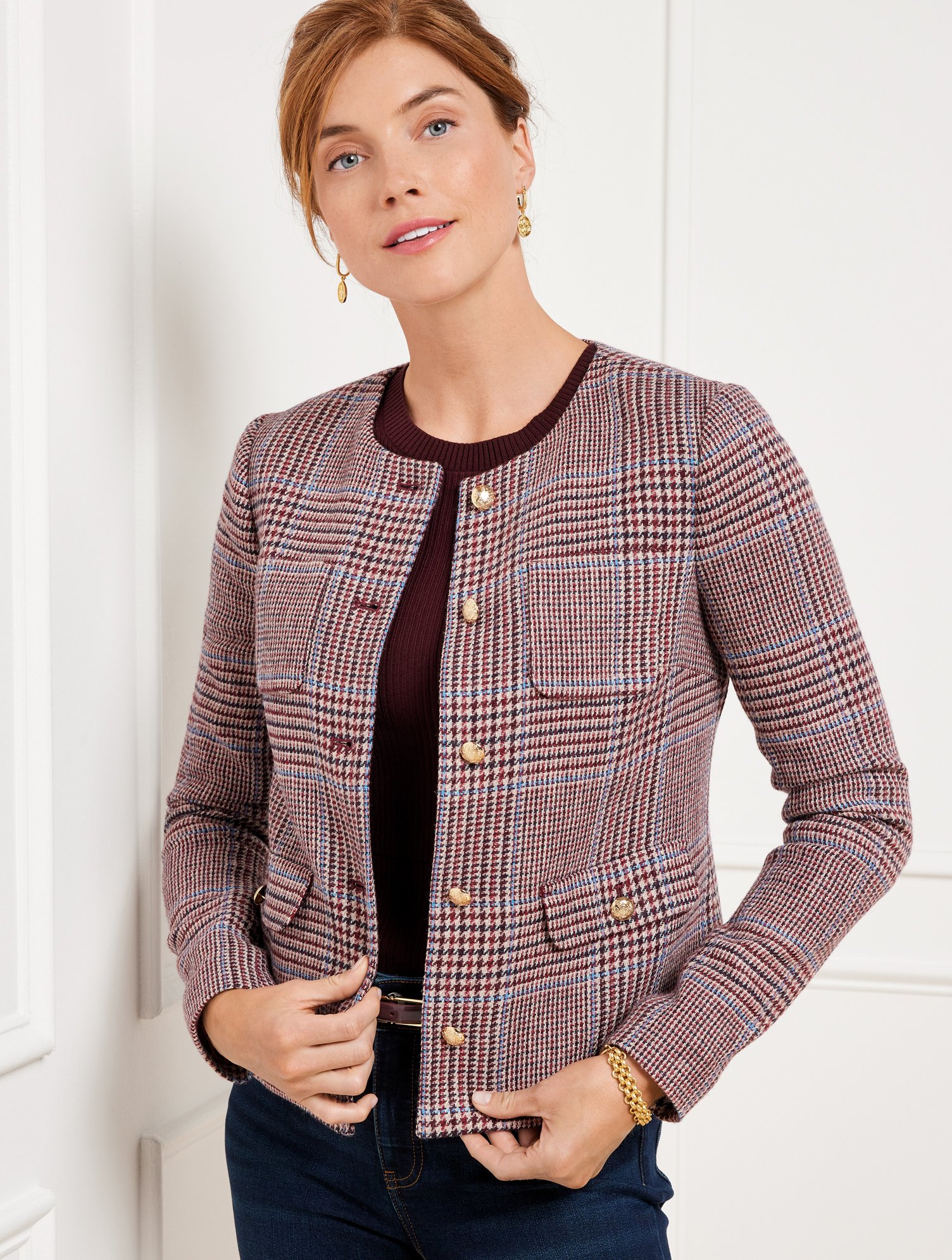 Shetland Crop Jacket - Autumn Plaid | Talbots