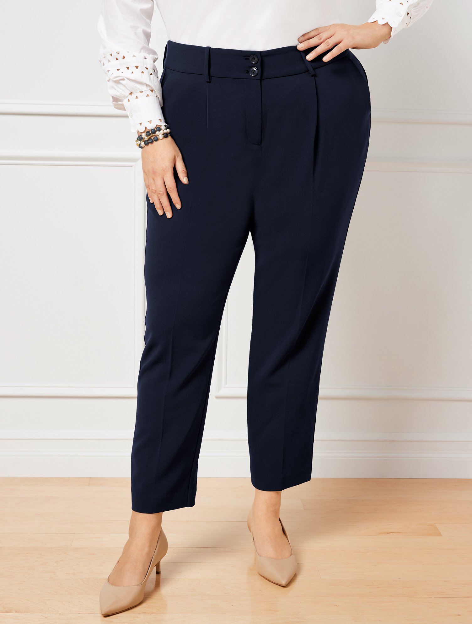 Talbots Easy Travel Tapered Ankle Pants - Blue - 22