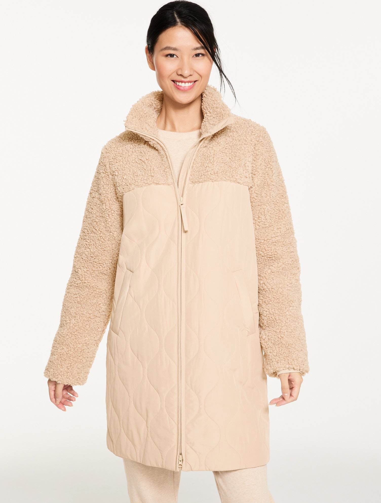 Long Quilted Sherpa Jacket | Talbots