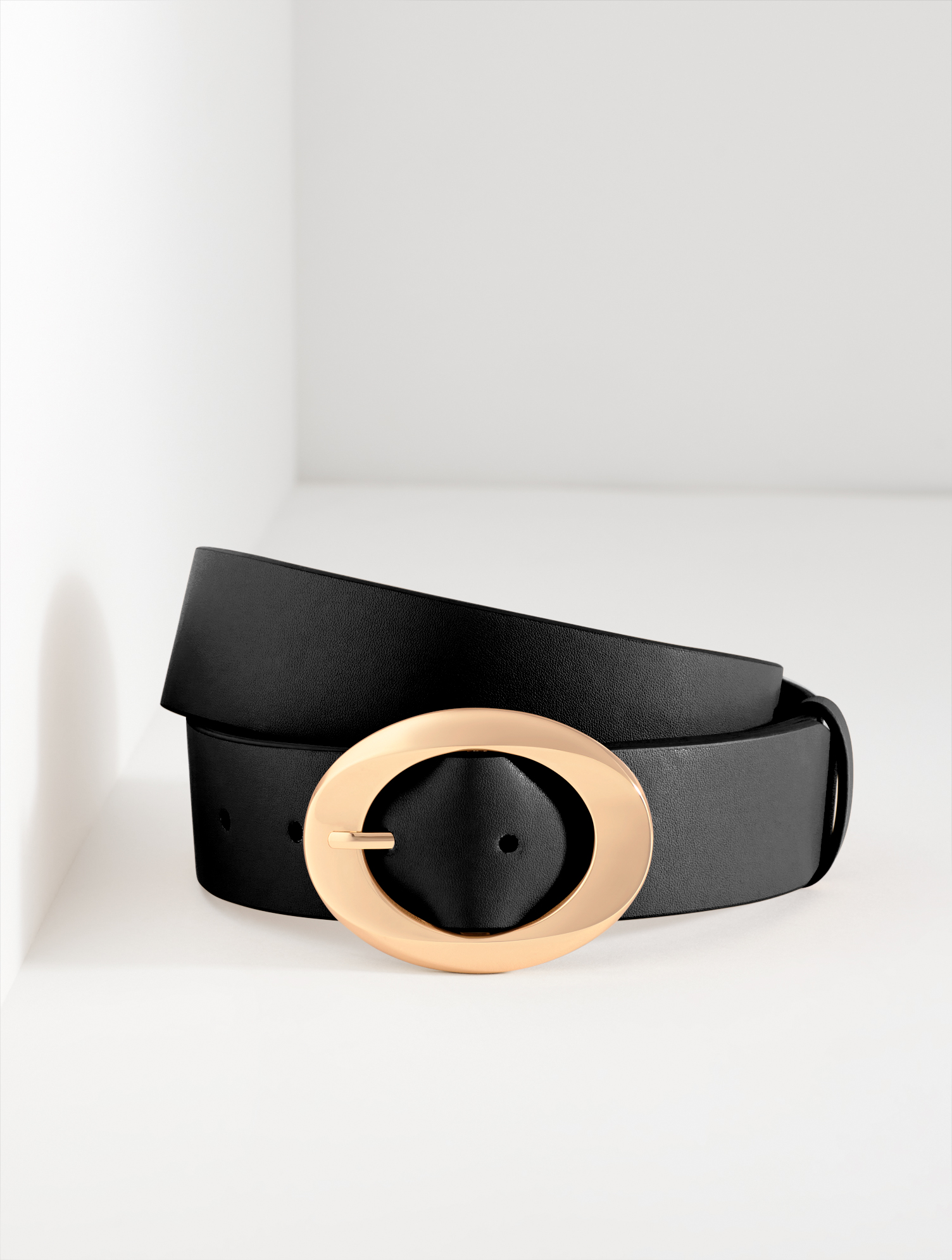Talbots Black Woven Leather Double-Strap Belt with Gold Buckles 243061851_0057.jpg main image 4