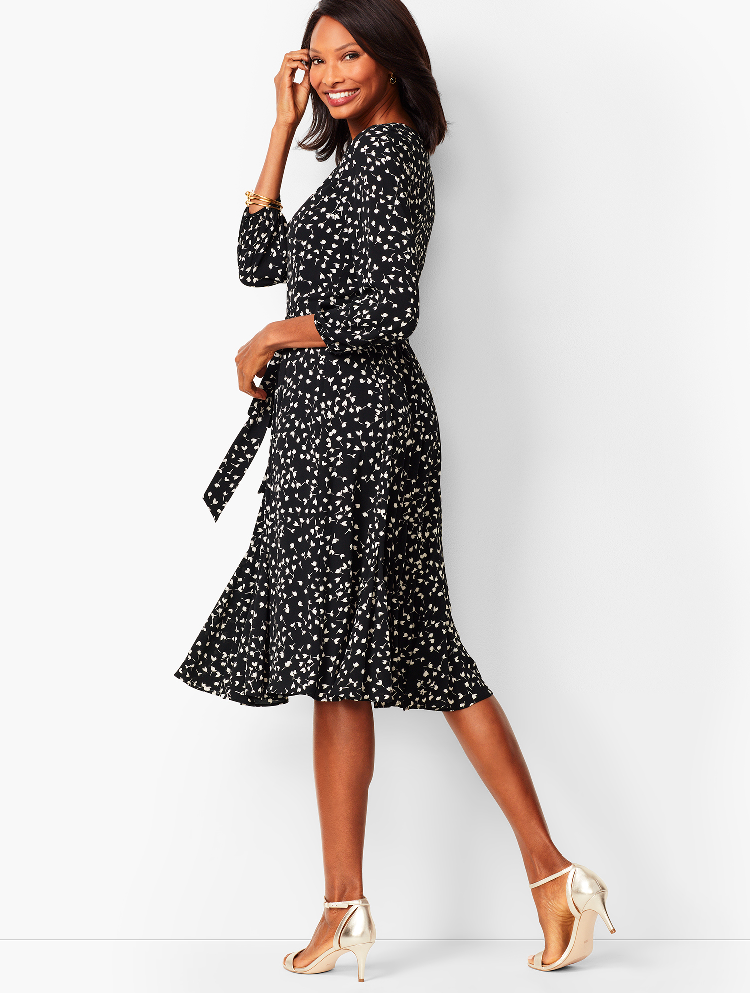 talbots mixed lace fit and flare dress