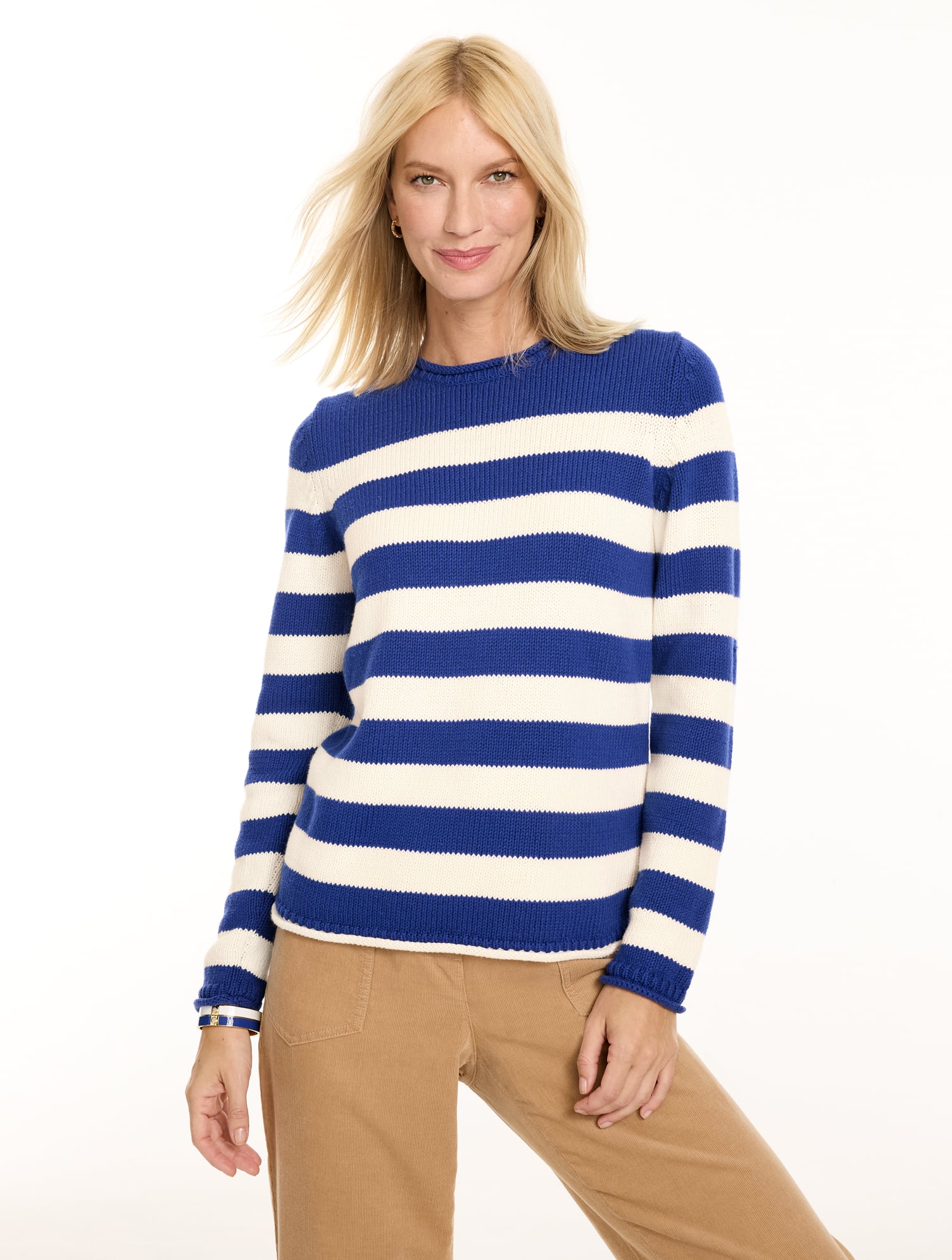 The Classic Roll Neck Sweater - Breton Stripe