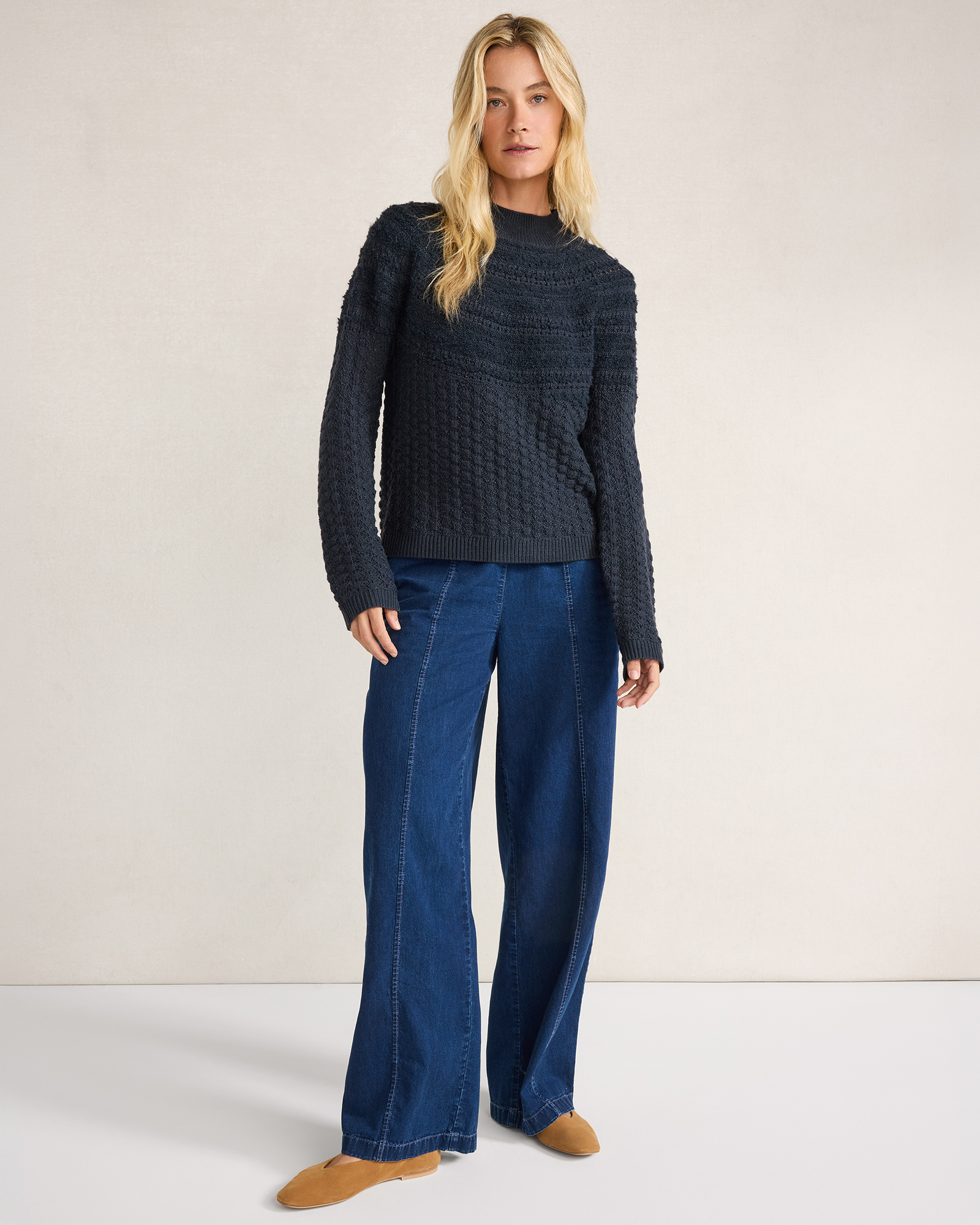 Organic Cotton Denim Barrel Leg Pants