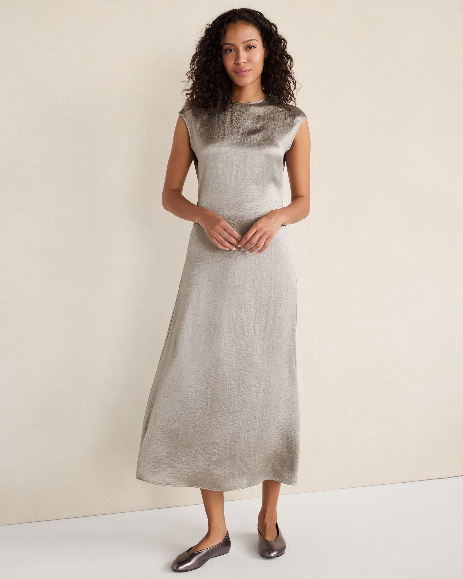 Luxe Crinkle Shine Midi Dress