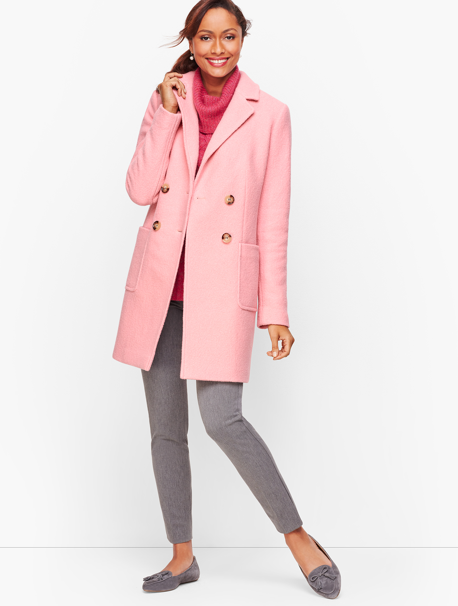 Boiled Wool Double Breasted Coat | Talbots