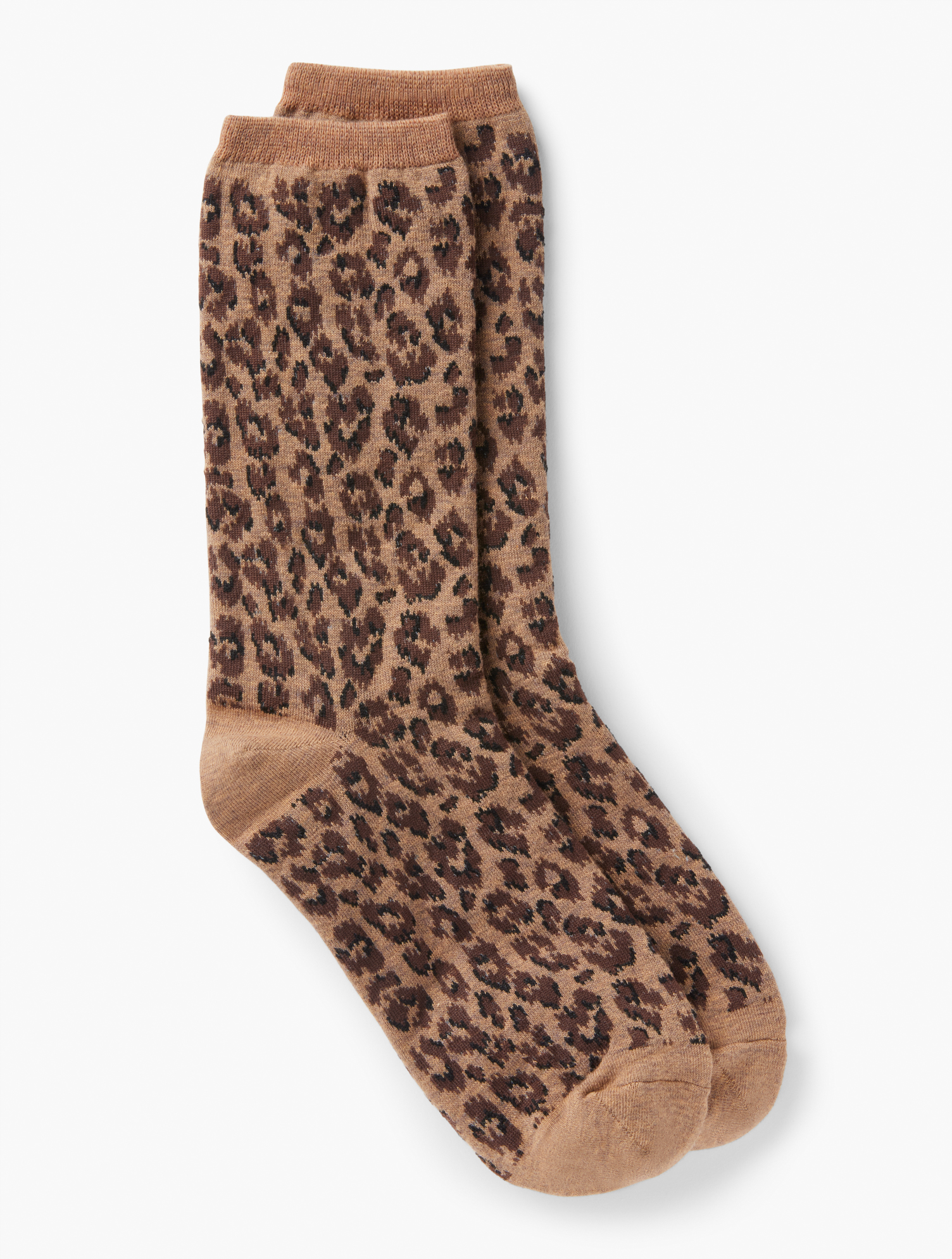 Talbots Fall Leopard Trouser Socks - Camel Heather - 001