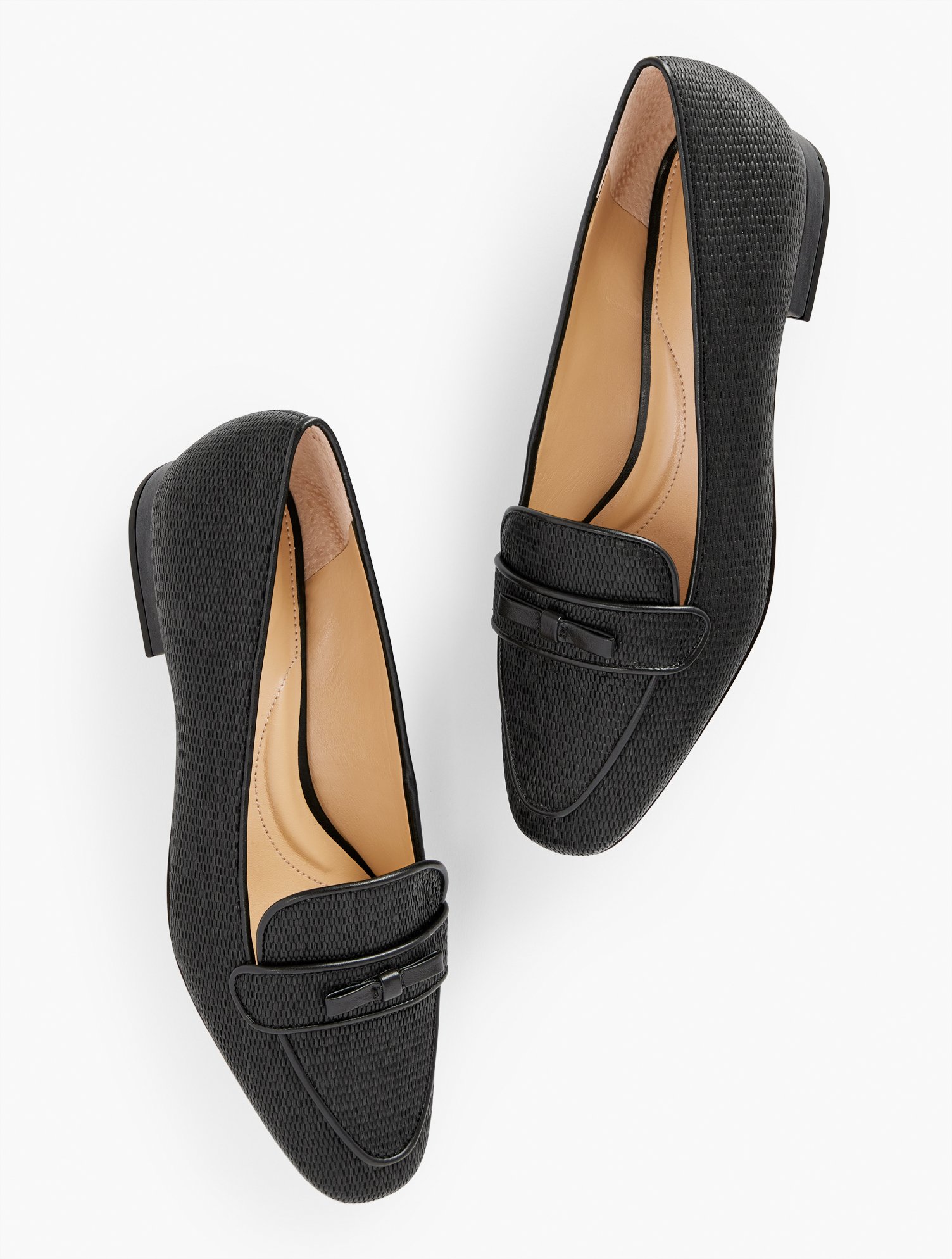 Talbots Jane Bow Loafers - Paper Straw - Black - 11m
