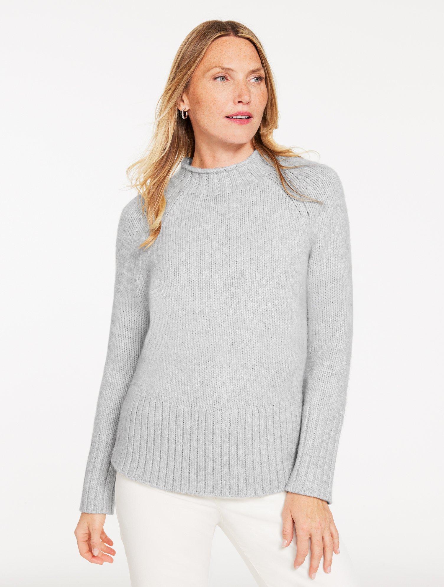 Talbots Plus Petite - Mockneck Sweater - Grey Sky Heather - 3x