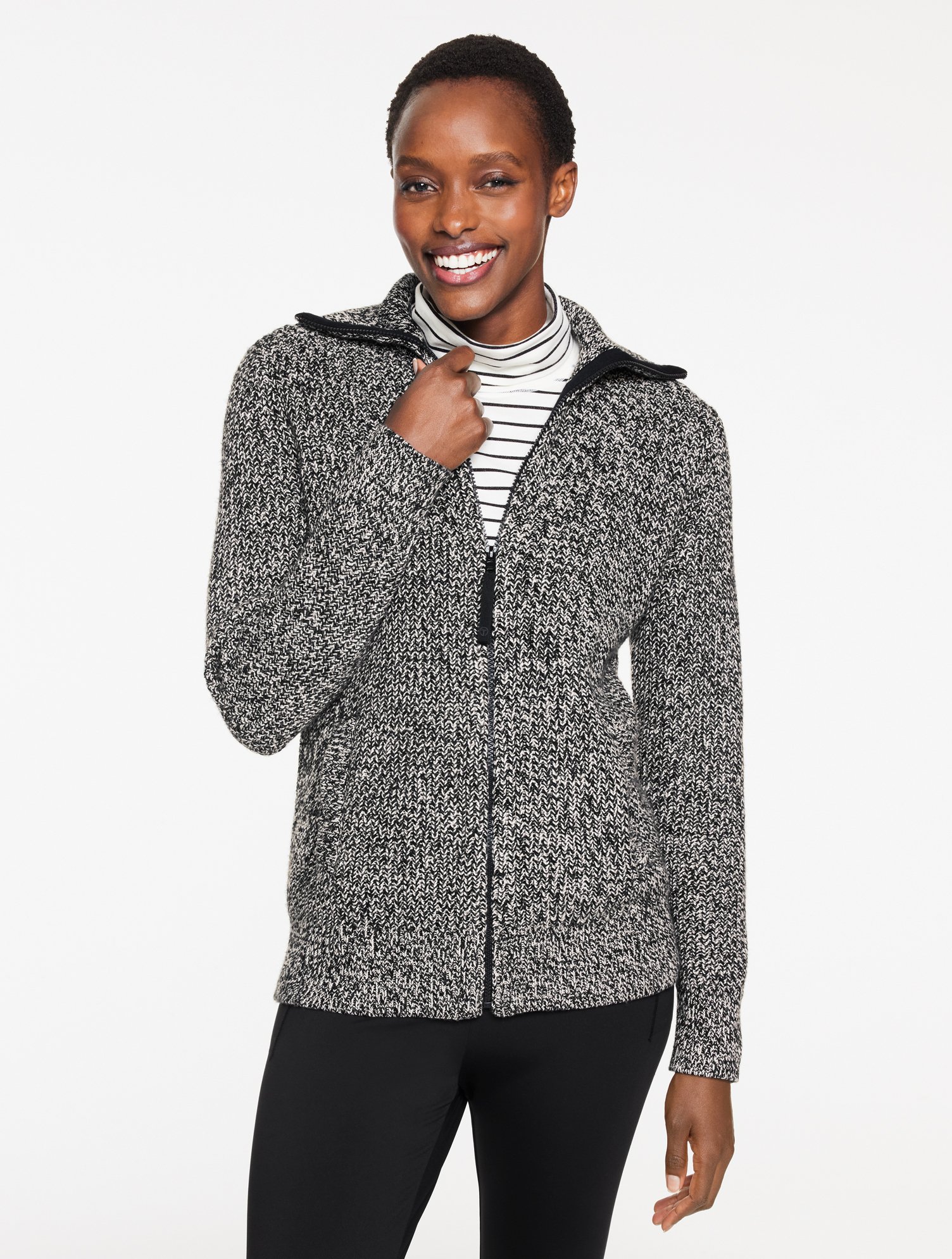 Soft Cable Sweater Jacket - Marled