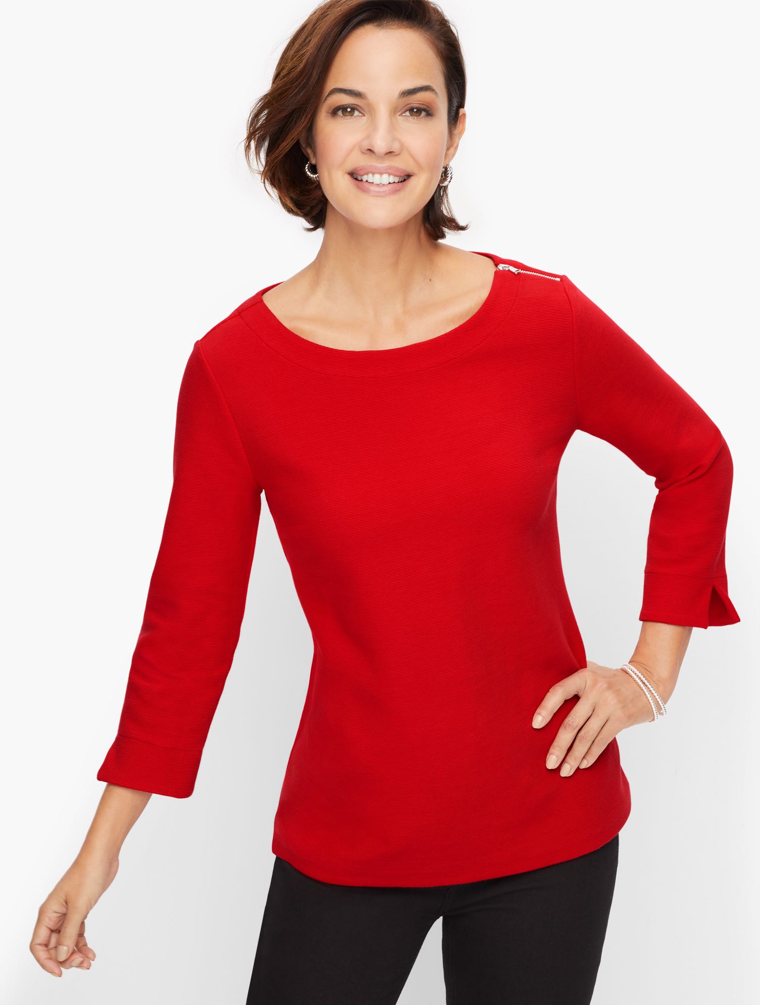 Zip Shoulder Top - Solid | Talbots