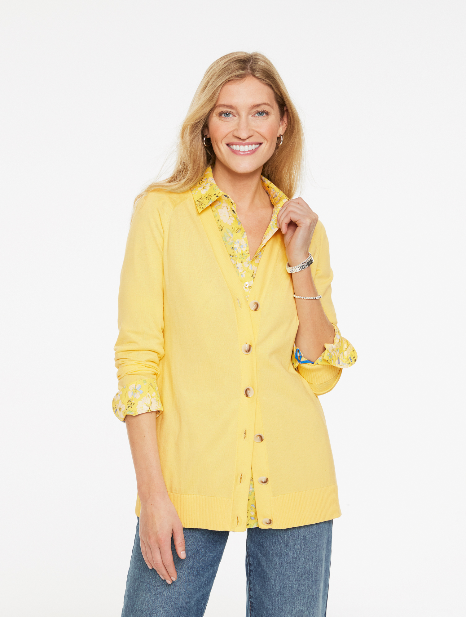 V-Neck Girlfriend Cardigan Sweater - Daisy - Small