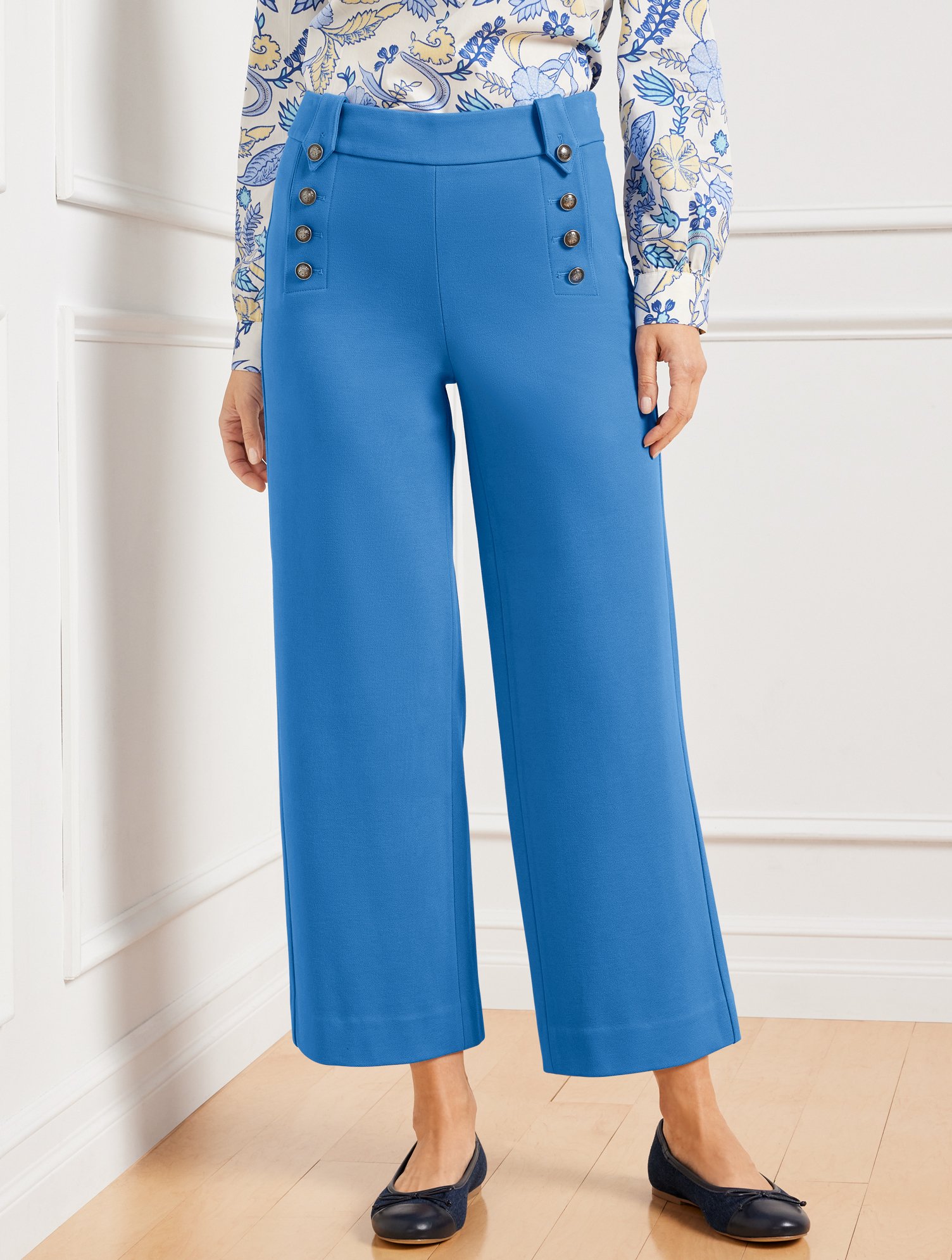 Talbots Knit Sailor Crop Pants - Capri Blue - 18